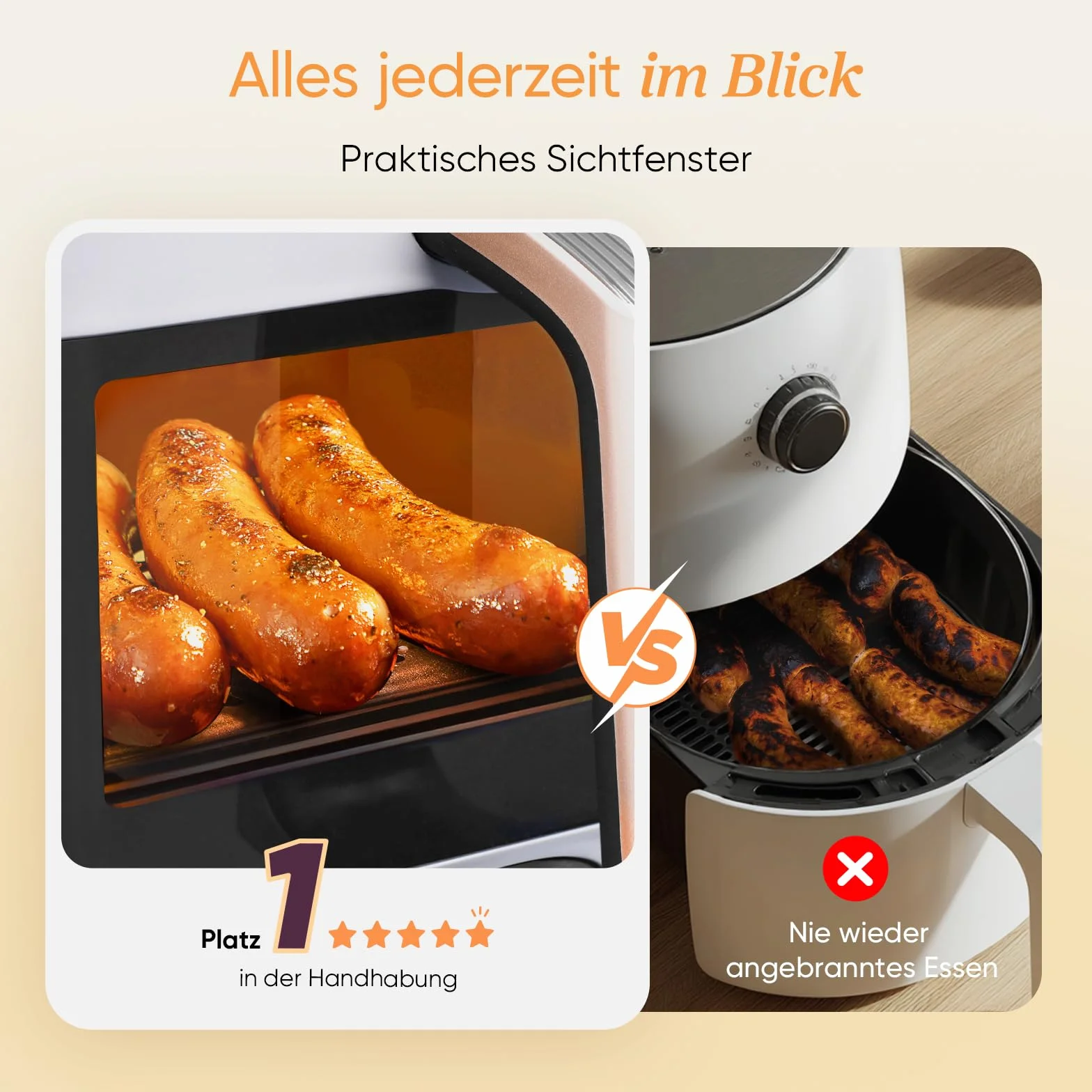 COSORI Frytkownica na gorące powietrze, 2 komory, zwycięzca testu Stiftung Warentest, 8,5 l, Airfryer 6 w 1, z okienkiem, kremowo-biała