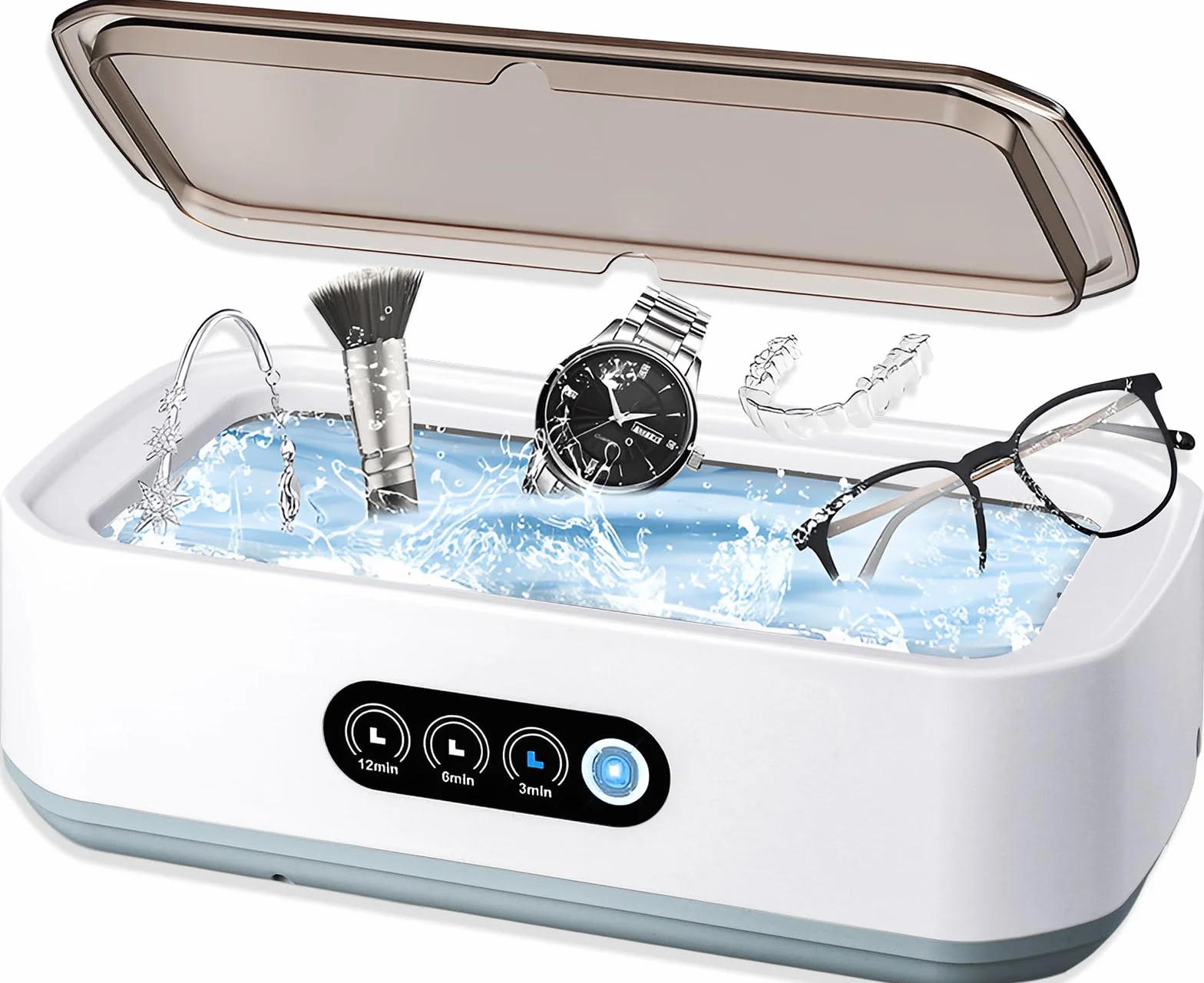 Myjka Ultradźwiękowa 650ML Ultrasoniczne Urządzenie do Czyszczenia 49000HZ z Cyfrowym Wyświetlaczem do Biżuterii Okularów Zegarków Protez Pędzli do Makijażu Monety Wyjątkowy Tryb Degas