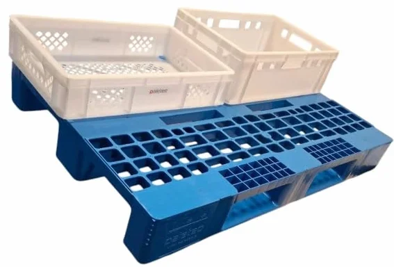 PALETA PLASTIKOWA 120x80 | AŻUROWA NA PŁOZACH NIEBIESKA | 1280WN