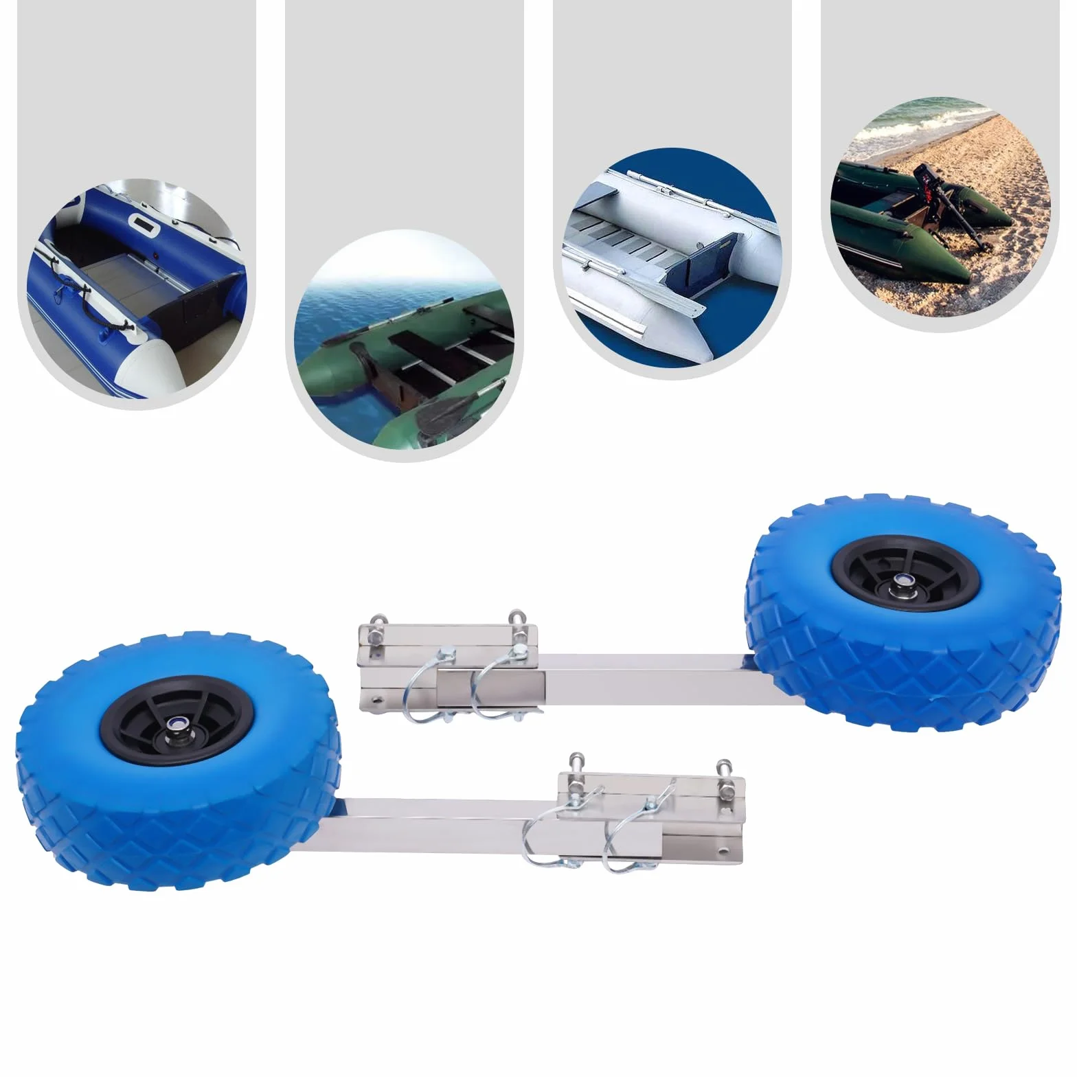Slivorder ponton 150 kg, 15 x 8,5 cm, koła transportowe ze stali nierdzewnej, tylne koła, zdejmowane koła do łodzi, do wszystkich rodzajów pontonów i przyczep