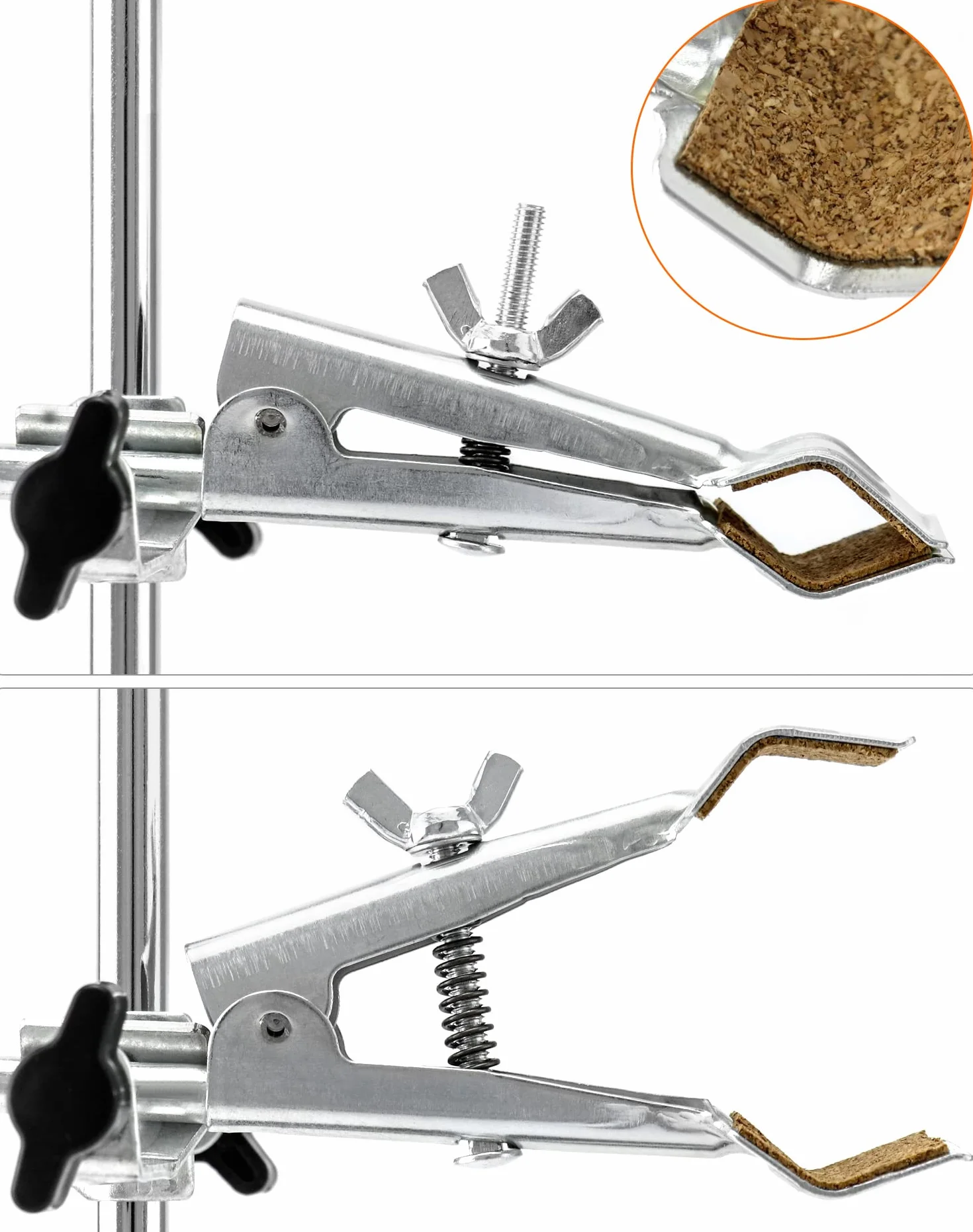 QWORK® Stojak laboratoryjny 13 x 21 cm, długość pręta 50 cm, zaciski i mufy (średnica 5 cm/7,3 cm), do eksperymentów naukowych