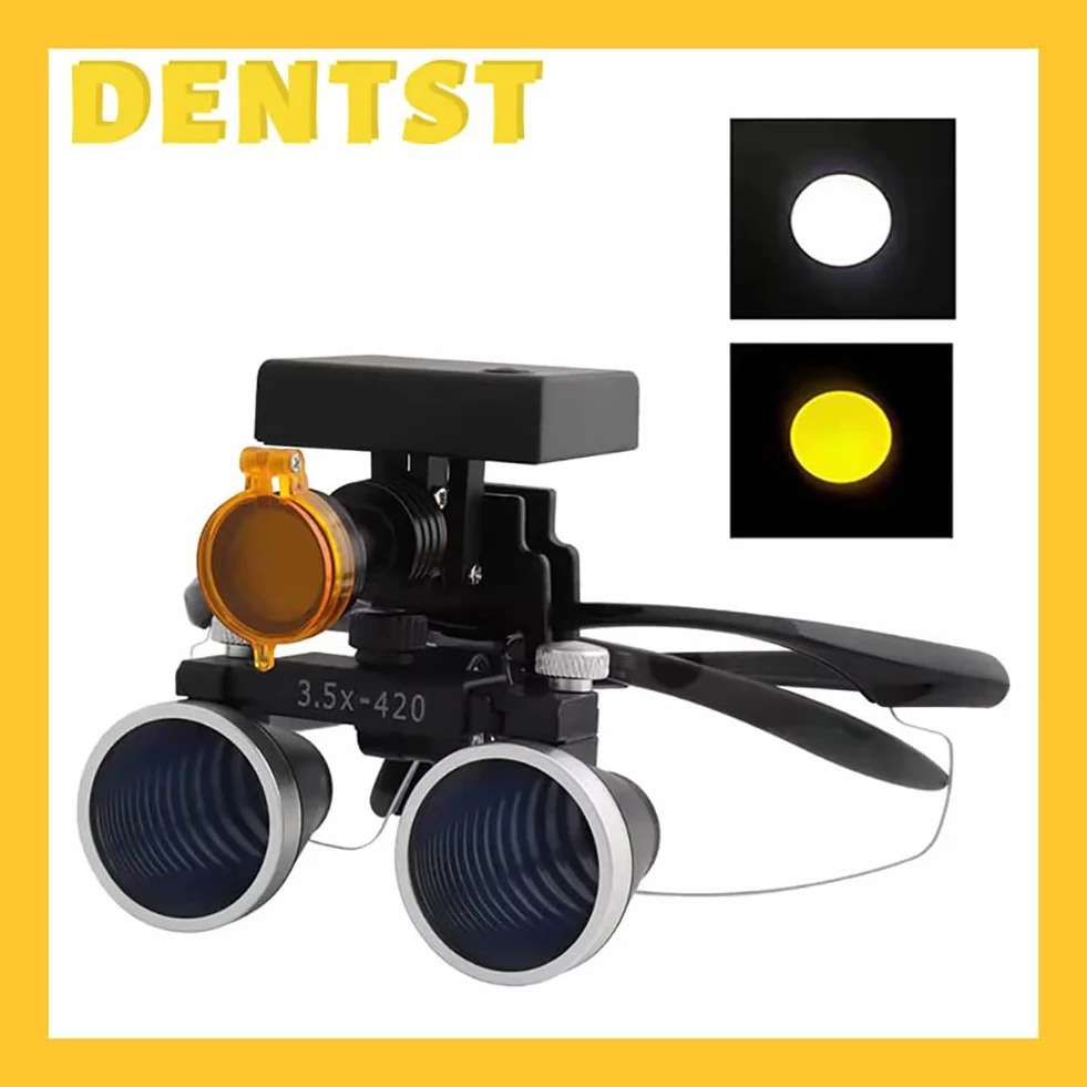 Lupy dentystyczne 3.5, stomatologiczne lupy chirurgiczne ze światłem, przenośne medyczne optyczne okulary powiększające, chirurgiczne lupy lornetki Lupa do dentystycznego chirurga jubilerskiego lub