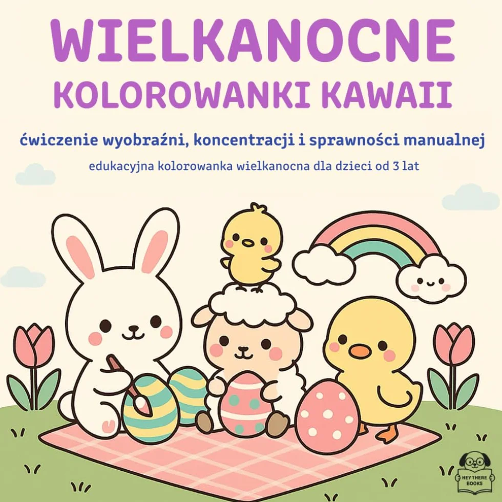 Wielkanocne Kolorowanki Kawaii: Ćwiczenie wyobraźni, koncentracji i sprawności manualnej – edukacyjna kolorowanka wielkanocna dla dzieci od 3 lat