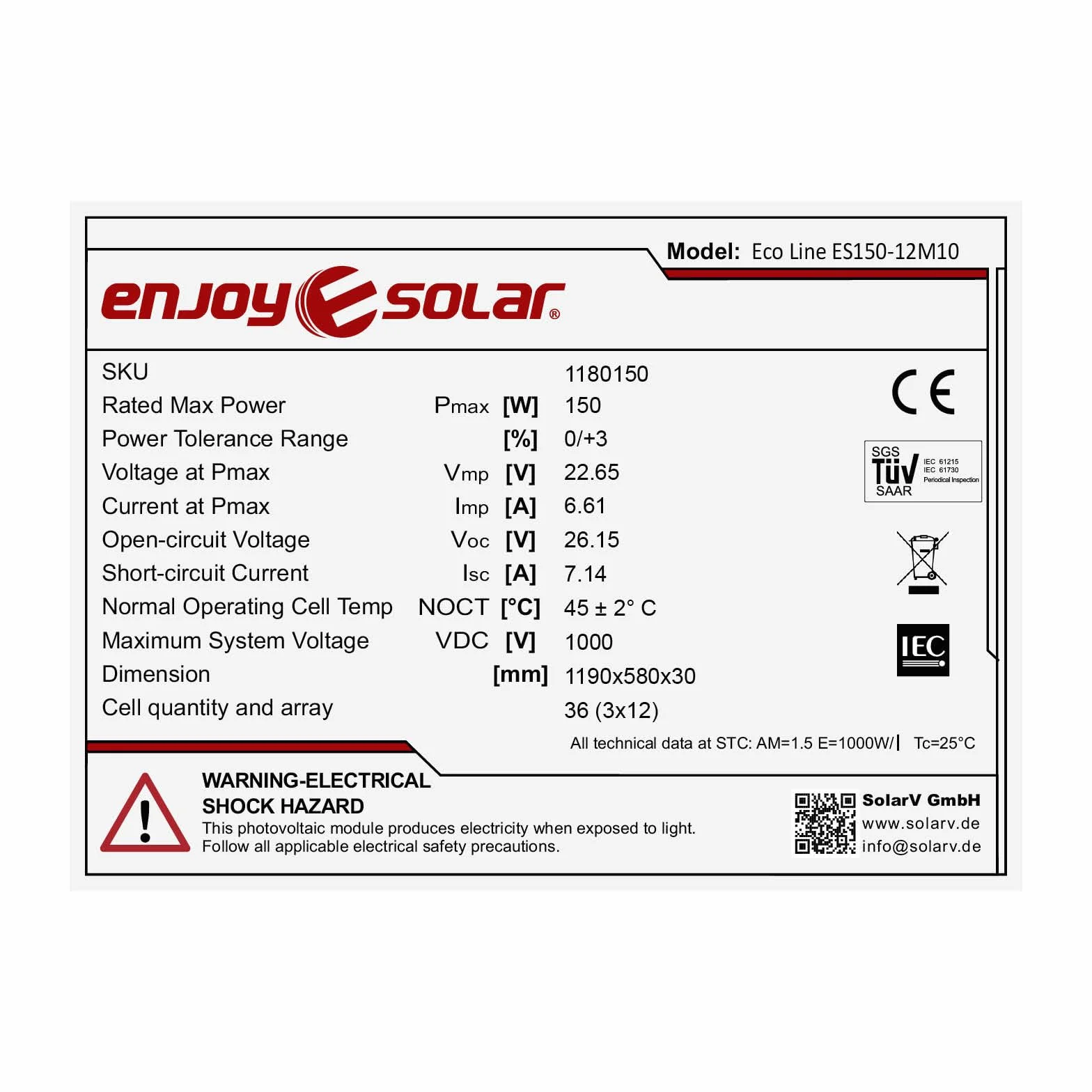 enjoy solar® Panel słoneczny monokrystaliczny z technologią HPBC – 25% wysoka wydajność, ogniwa 182mm, Full Black, idealny do kampera, balkonowej, do domku ogrodowego i na łódź (150W, 12V)