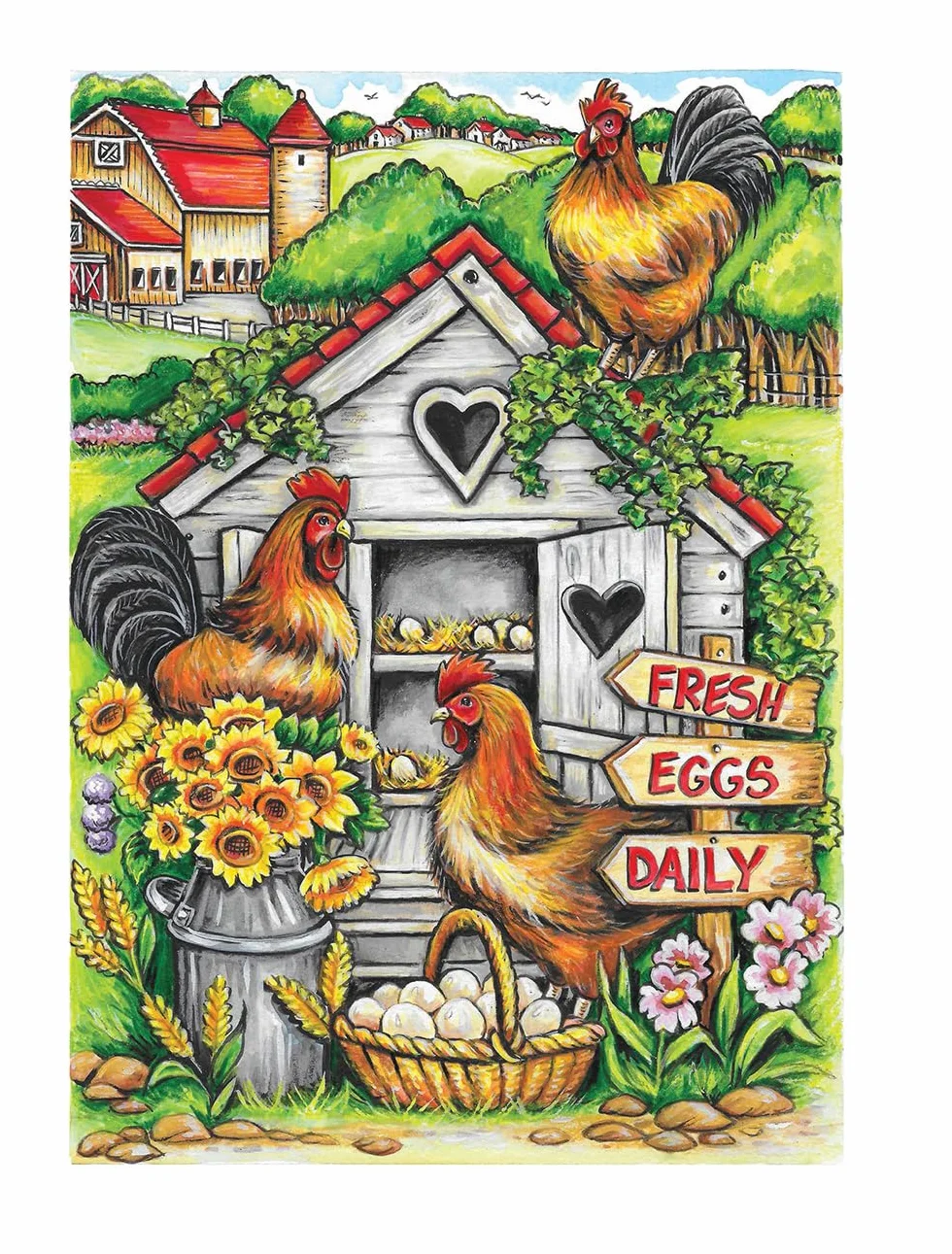 Creative Haven Small-Town Charm Coloring Book
