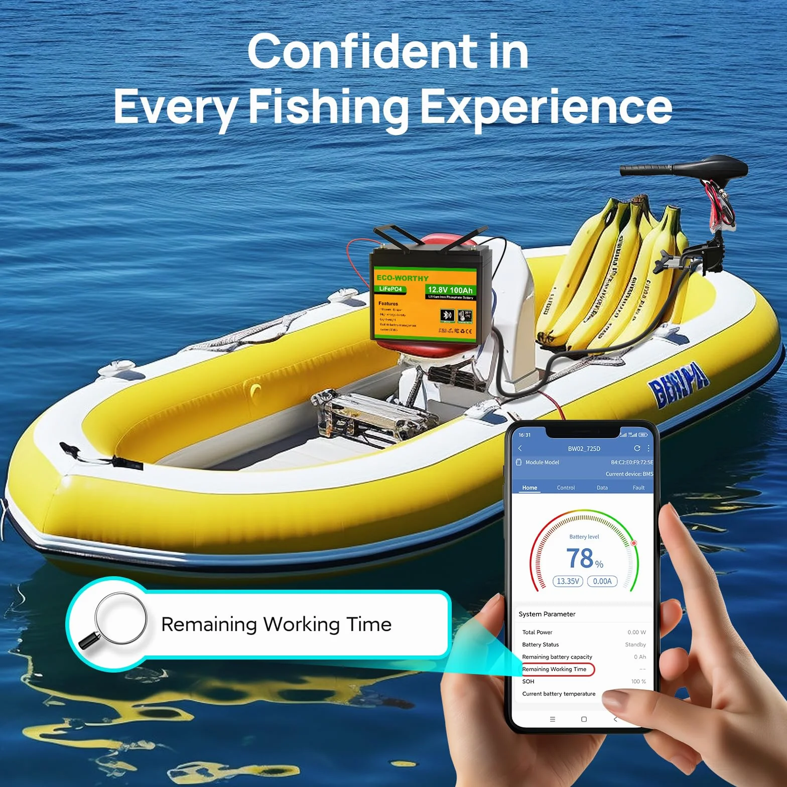 ECO-WORTHY Bateria litowa Bluetooth 12 V, 100 AH, akumulator LiFePO4 z ochroną w niskiej temperaturze, inteligentny BMS, 1280 Wh do przyczep kempingowych, samochodów kempingowych, systemów solarnych