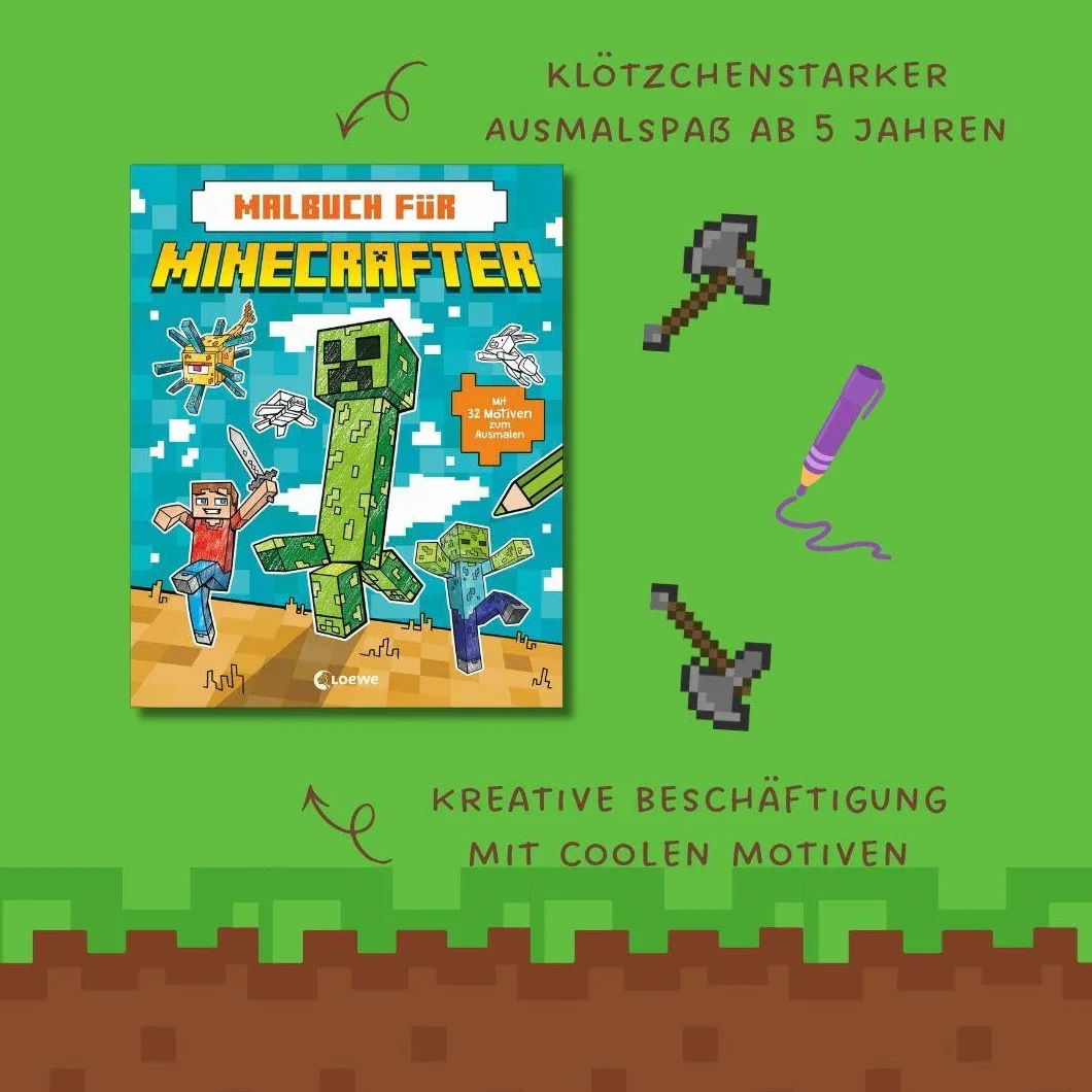 Malbuch für Minecrafter: Perfektes Geschenk für Minecraft-Fans - Kreative Beschäftigung mit coolen Motiven für Kinder ab 5 Jahren