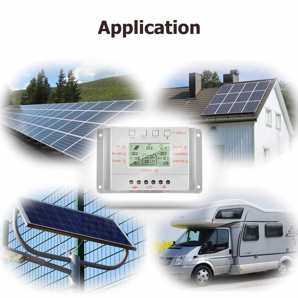 SolaMr 10A Solar Charge Controller 12V/24V Auto Identification Voltage Intelligent Regulator z wyświetlaczem LCD - M10