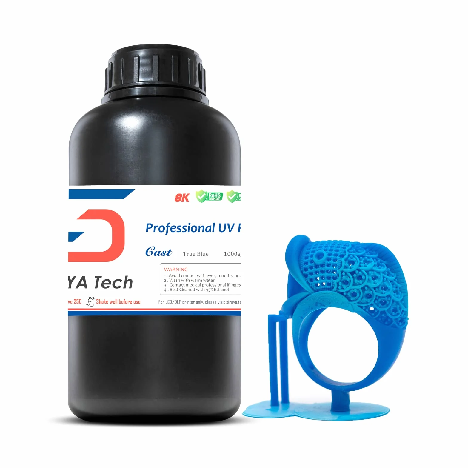 Siraya Tech Cast Druk 3D Zywica Wysokiej Rozdzielczosci Gladka Powierzchnia Latwiejsze Drukowanie i Wypalanie Drukowanie Grubszych Wzorów i Czesci Metalowych (Prawdziwy Niebieski, 1kg)