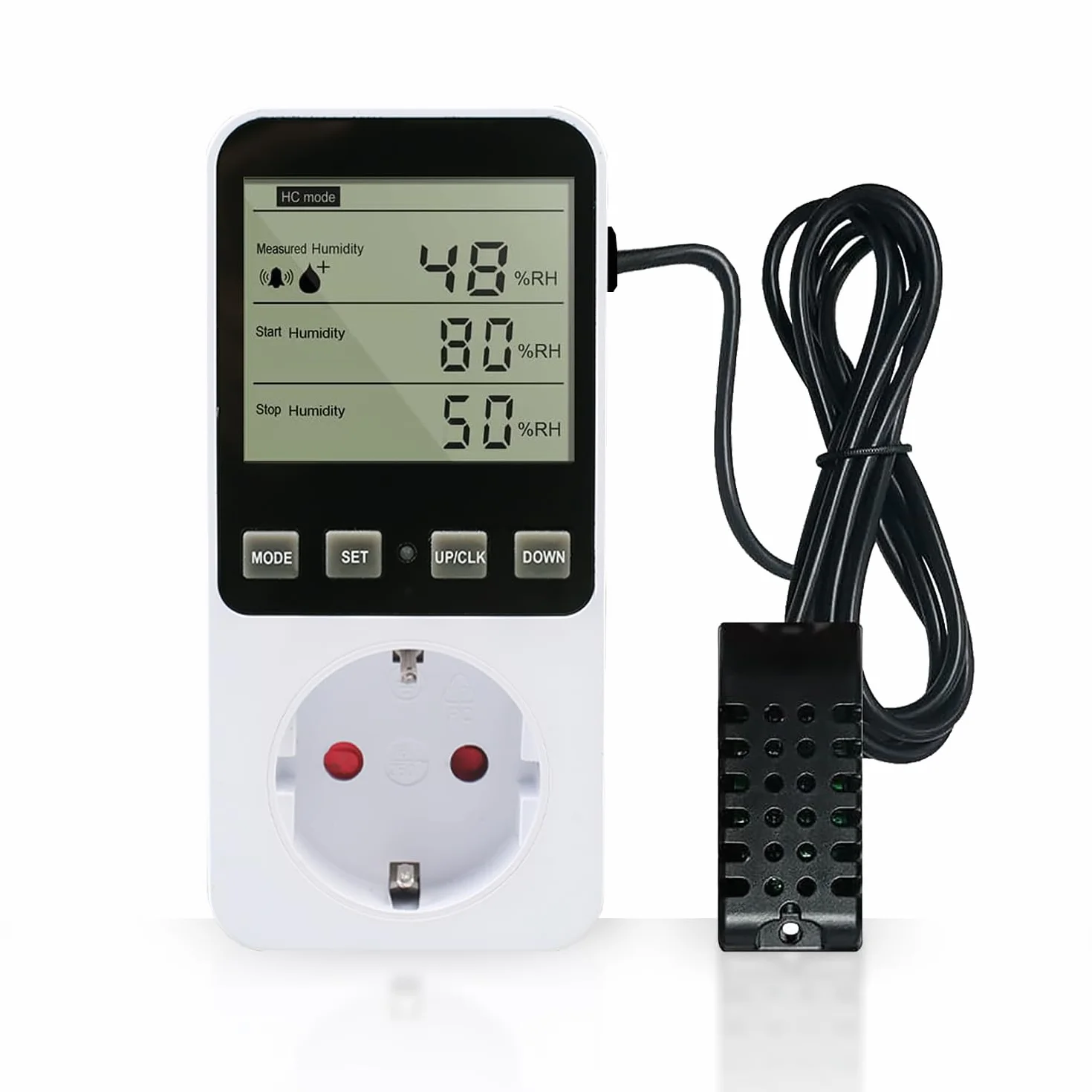 Regulator wilgotności, przełącznik temperatury, 230 V, z czujnikiem, termostat gniazdkowy, przełącznik do szklarni, terrarium, kiełkowania nasion szklarni, ogrzewania, chłodzenia (najnowszy model)
