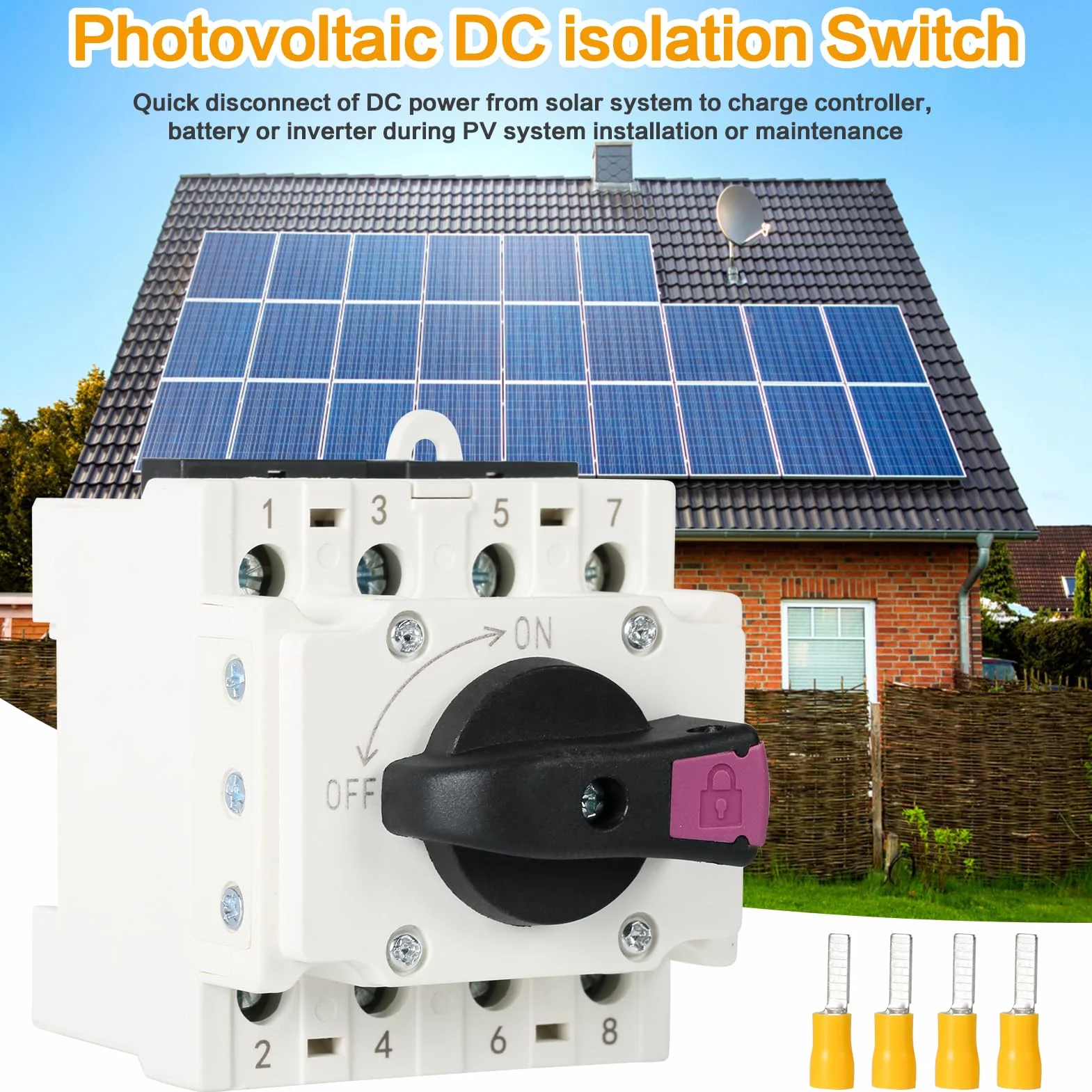 DEWIN Przełącznik izolujący DC, fotowoltaiczny przełącznik izolacyjny DC 4P 1000V 32A przełącznik izolacyjny DC do systemu paneli słonecznych