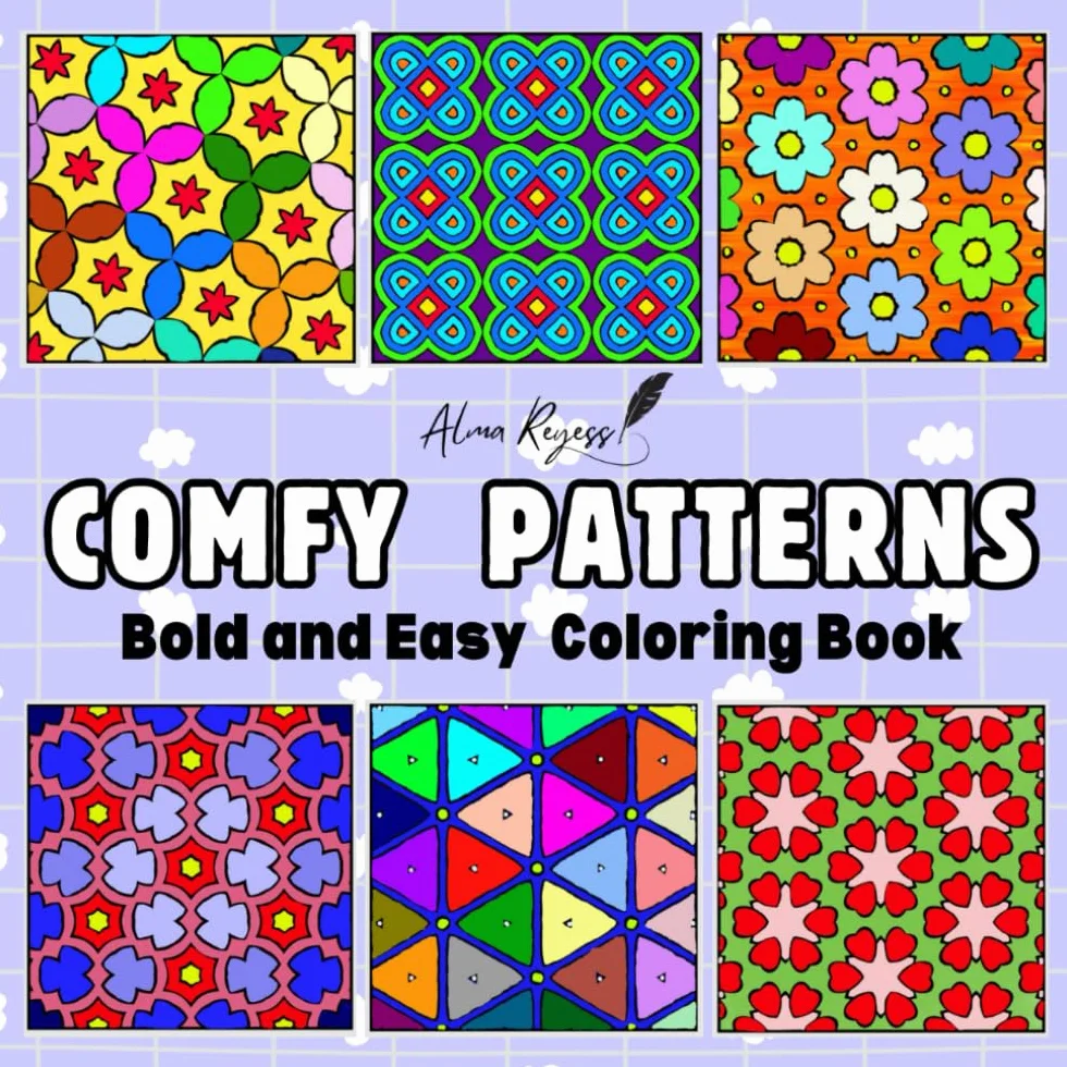 Comfy Patterns Bold and Easy Coloring Book: With Over 50 Simple and Satisfying Designs for Adults and Kids, perfect for Cozy Time and Relaxation