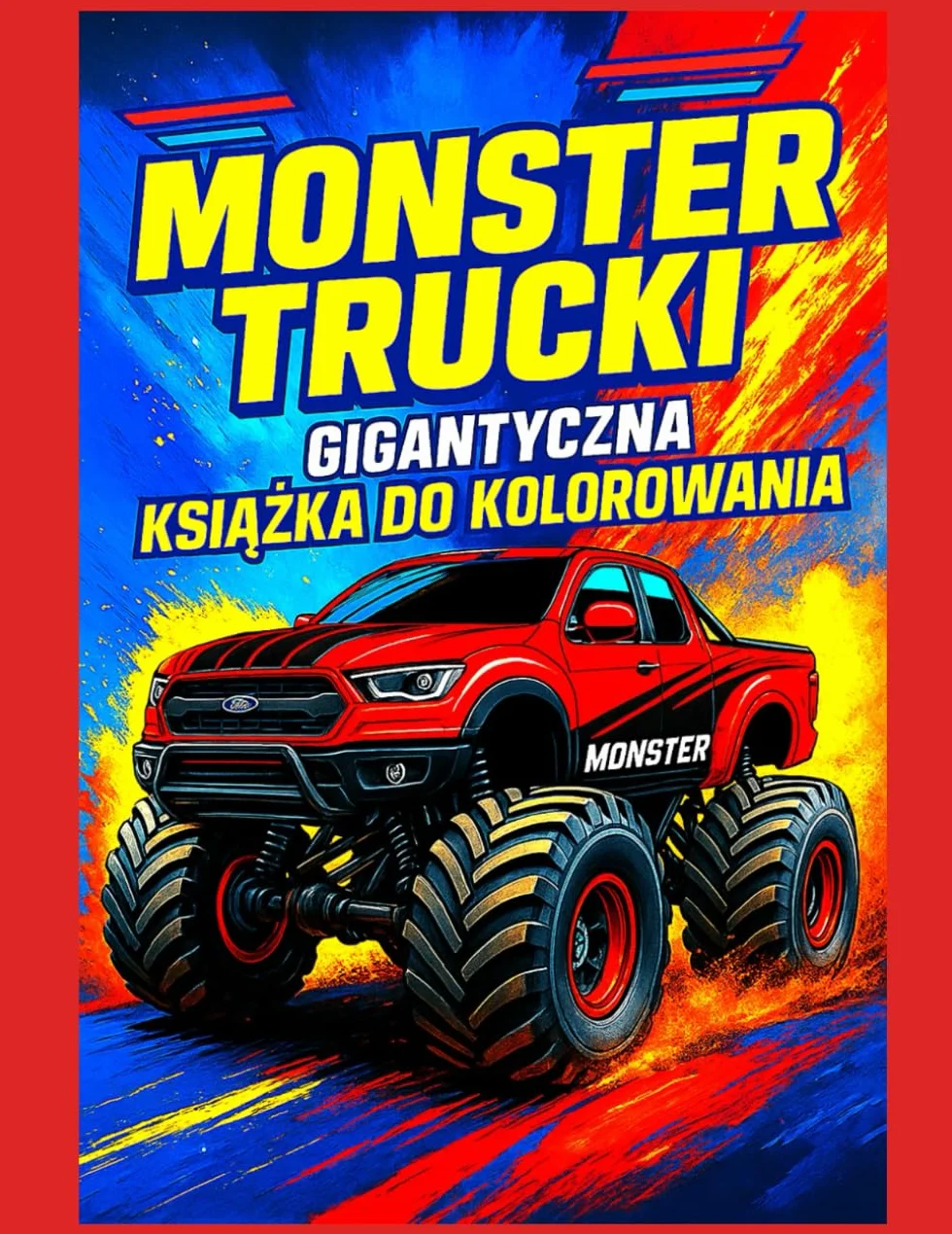 MONSTER TRUCKI – GIGANTYCZNA KSIĄŻKA DO KOLOROWANIA: 50 unikalnych rysunków monster trucków | Antystresowa książka do kolorowania dla dzieci i ... dla idealnego efektu i łatwego oprawienia