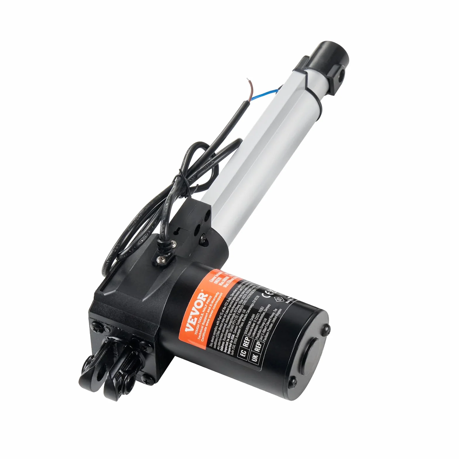VEVOR Napęd liniowy 6000 N DC 12 V napęd liniowy IP44, elektryczny silnik liniowy 150 mm, długość skoku 150 mm, poziom hałasu ≤ 50 dB, elektryczny otwieracz drzwi 5 mm/s, prędkość jazdy, technika