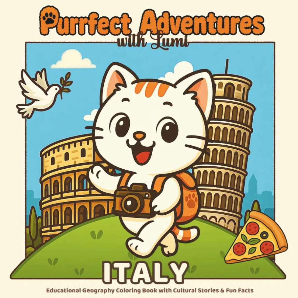 Purrfect Adventures with Lumi: Italy: A travel-themed coloring book for kids and kawaii lovers