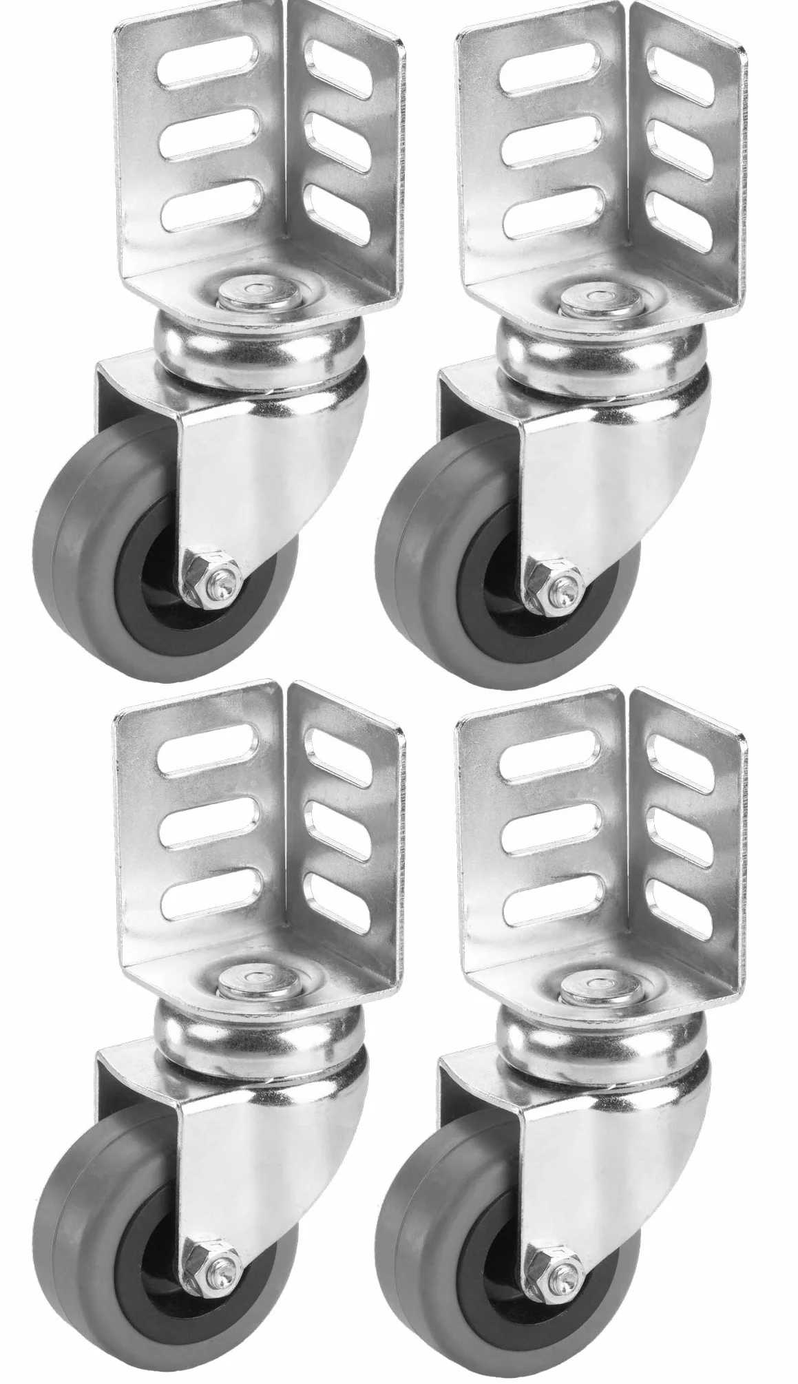 Dörner + Helmer Kółka skrętne z blachą kątową, zestaw 4 sztuk, 50 mm x 22 mm, nośność 120 kg, kąt 52 mm x 37 mm, ocynkowane