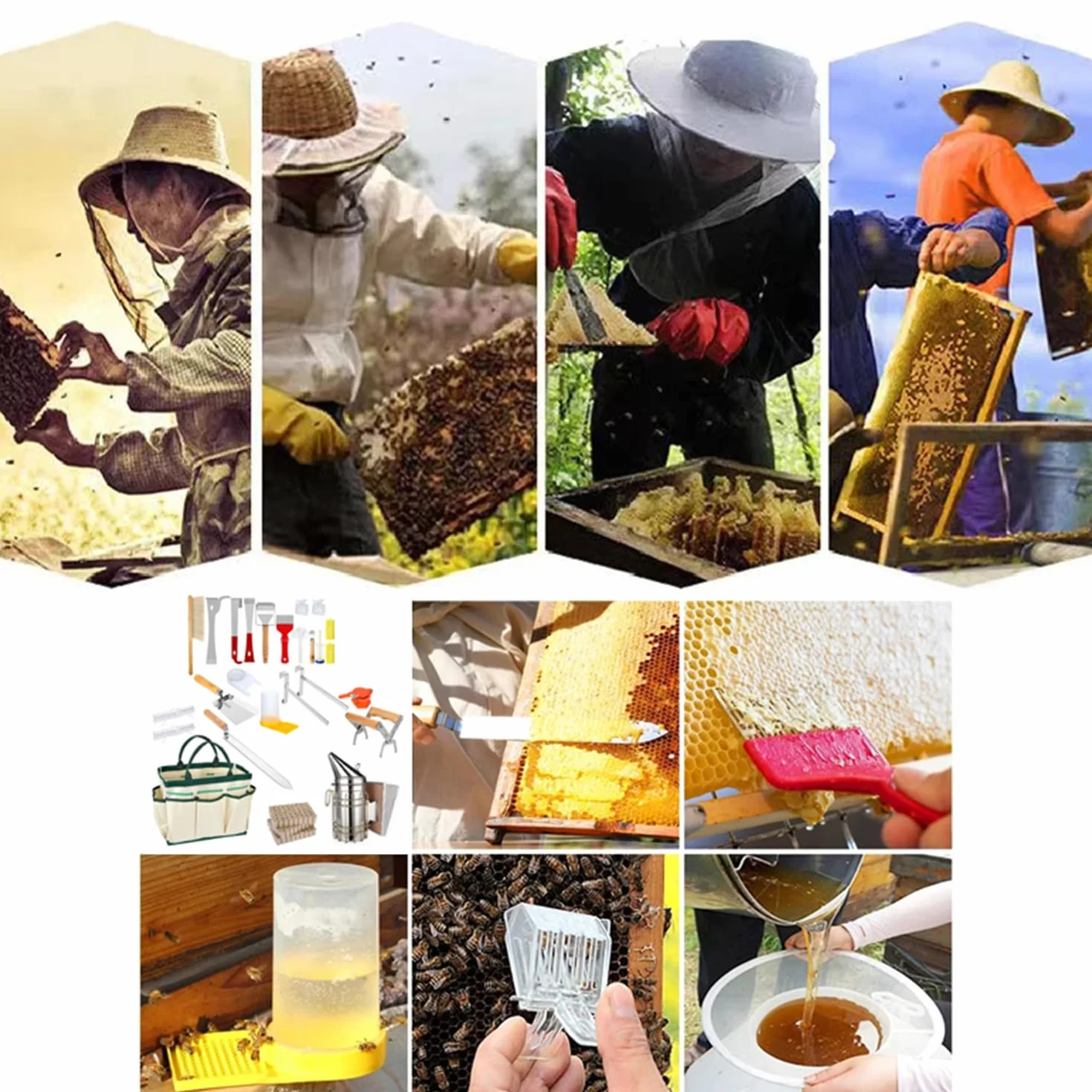 Akcesoria dla pszczelarzy, Beekeeping Supplies dłuto kijkowe, 27 szt., akcesoria pszczelarskie, narzędzia pszczelarskie i akcesoria, zawiera szczotkę pszczelą, haczyk J itp., dla profesjonalnych