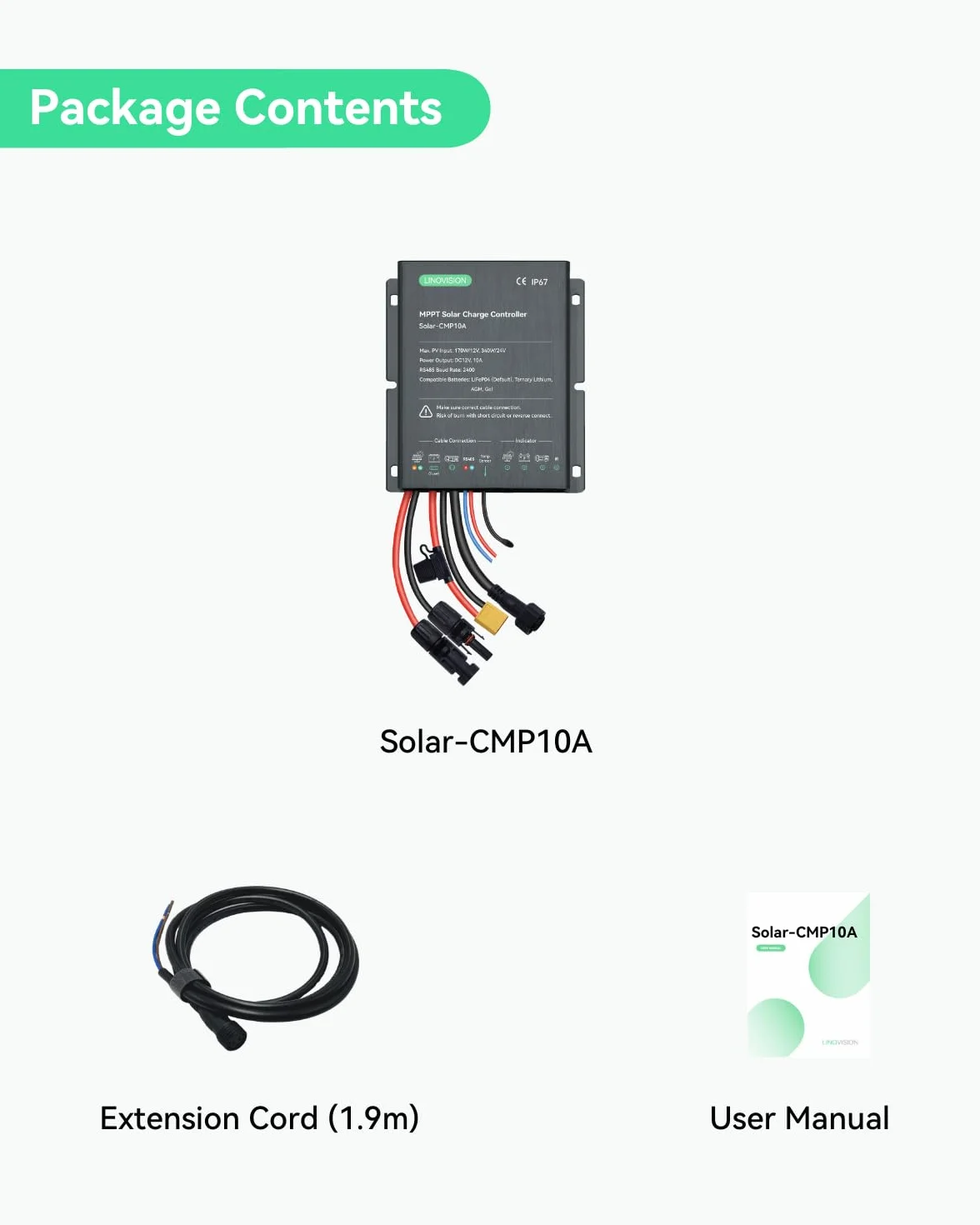 LINOVISION Kontroler ładowania słonecznego MPPT 12V/24V 10A ze zdalnym sterowaniem RS485 i dostępem do chmury dla systemu kamer zasilanych energią słoneczną, oświetlenia ulicznego, przyczepy solarnej