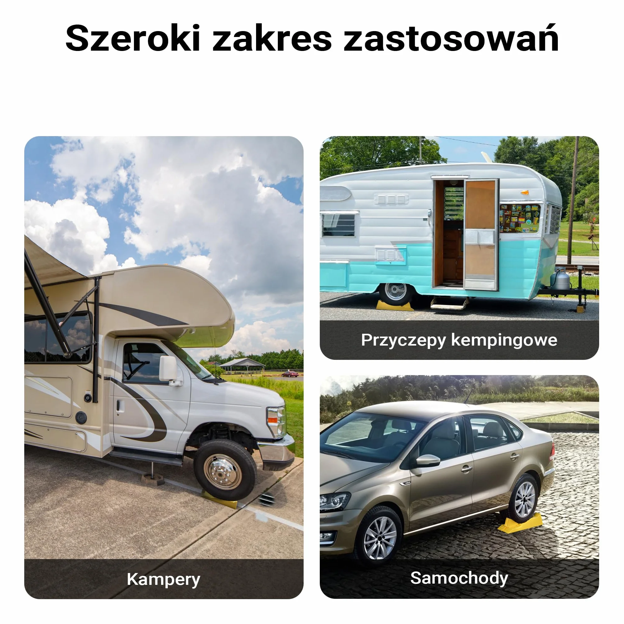 Wiltec Klin najazdowy samochodowy 2szt do 3 ton na parę, żółte podjazdy z tworzywa HDPE o 3 wysokościach 4/7/10 cm, platformy najazdowe z blokadami