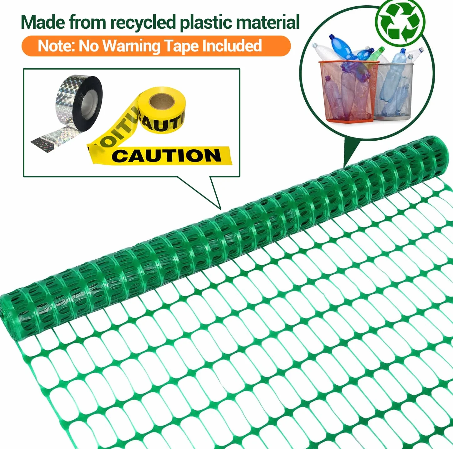 Ohuhu Zestaw barierowy ogrodzeniowej 1 m x 30 m, rolka ogrodzenia z tworzywa sztucznego z 25 słupkami 1,15 m, tymczasowa siatka zabezpieczająca wielokrotnego użytku, do basenów, ogrodzenia śnieżnego