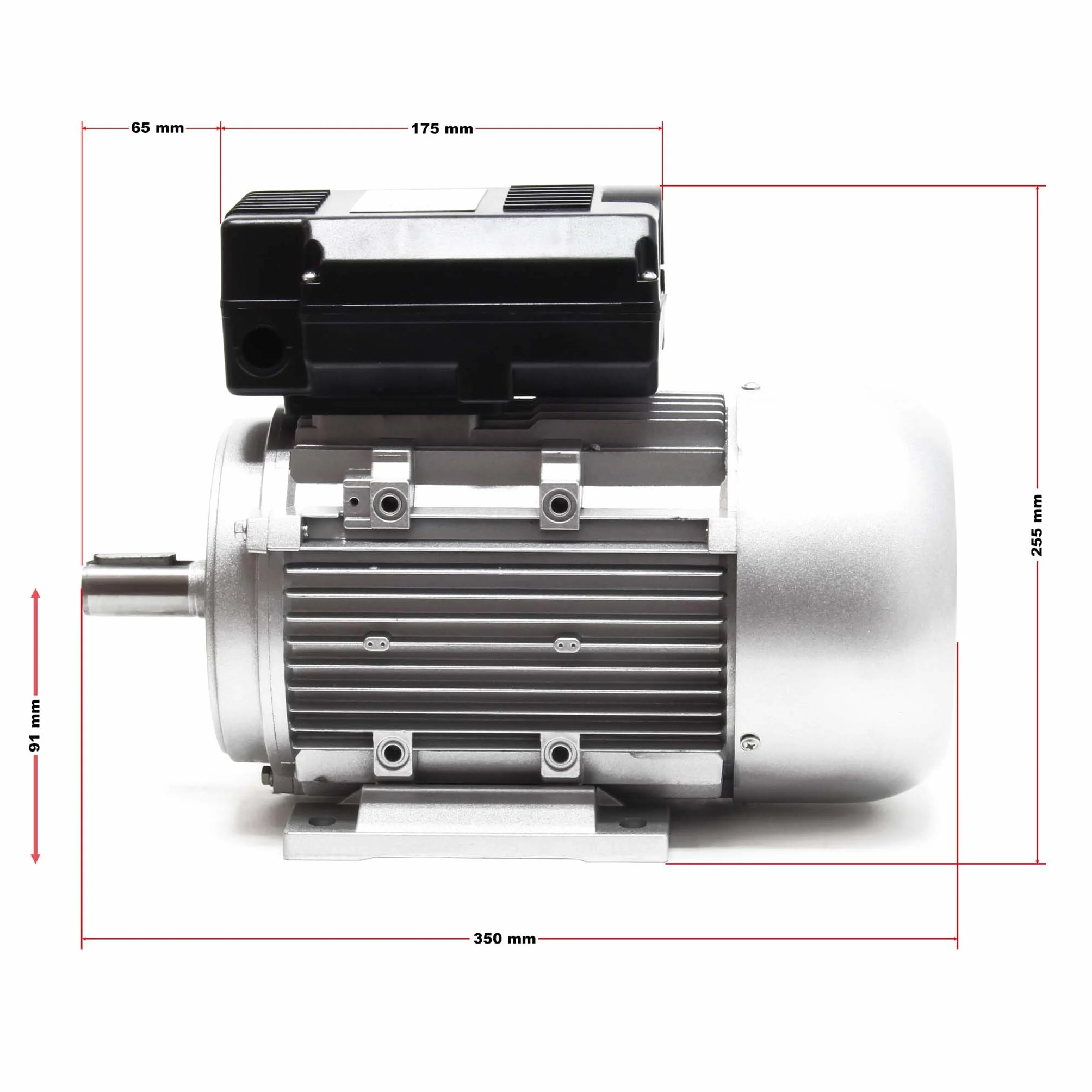 Wiltec Silnik elektryczny jednofazowy 2-biegowy 230 V 1,5 kW (2 KM) z kondensatorem startowym IP55 2850 obr/min. z aluminium