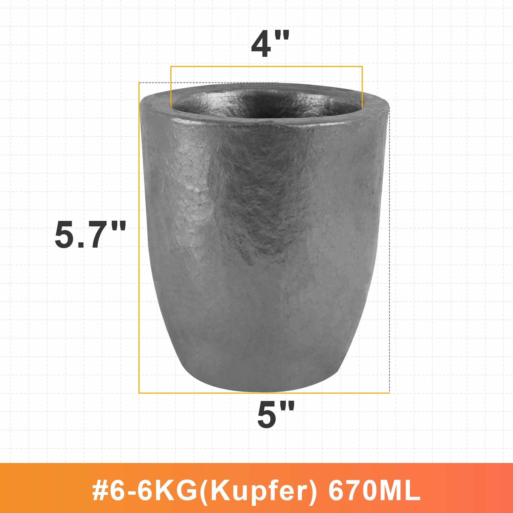 Tygiel grafitowy z węglika krzemu 6 kg-640 ml, do topienia metalu, wytrzymuje wysokie temperatury 1800 (3272°F), topienie, odlewanie, rafinowanie aluminium, złota, srebra, miedzi