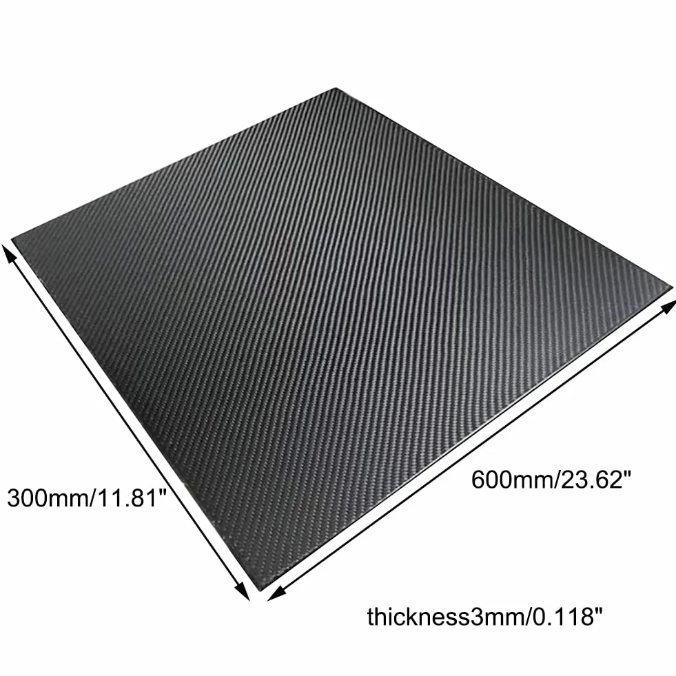 Płyta z włókna węglowego 3K, Arkusz włókna węglowego w kolorze czarnym o wymiarach 300 mm x 600 i grubości 0,5-5(3mm*300mm*600mm)