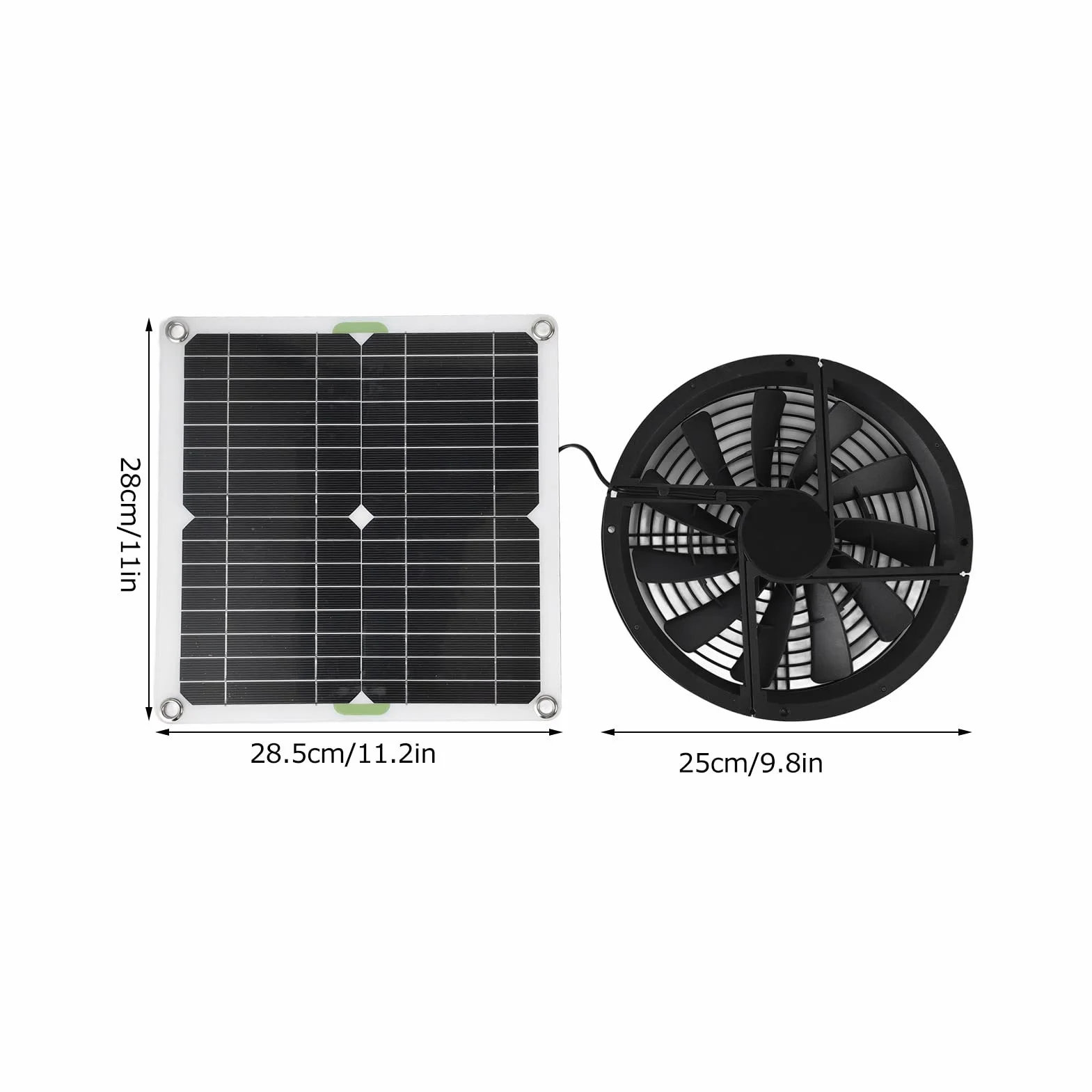 100W Solar Panel Fan Kit, Odporny Na Warunki Atmosferyczne Zasilany Energią Słoneczną Attic Ventilator, 12V 10in Panel Słoneczny Wentylator Wyciągowy dla Małych Kurników Szklarnie Szopy Domy Zwierząt