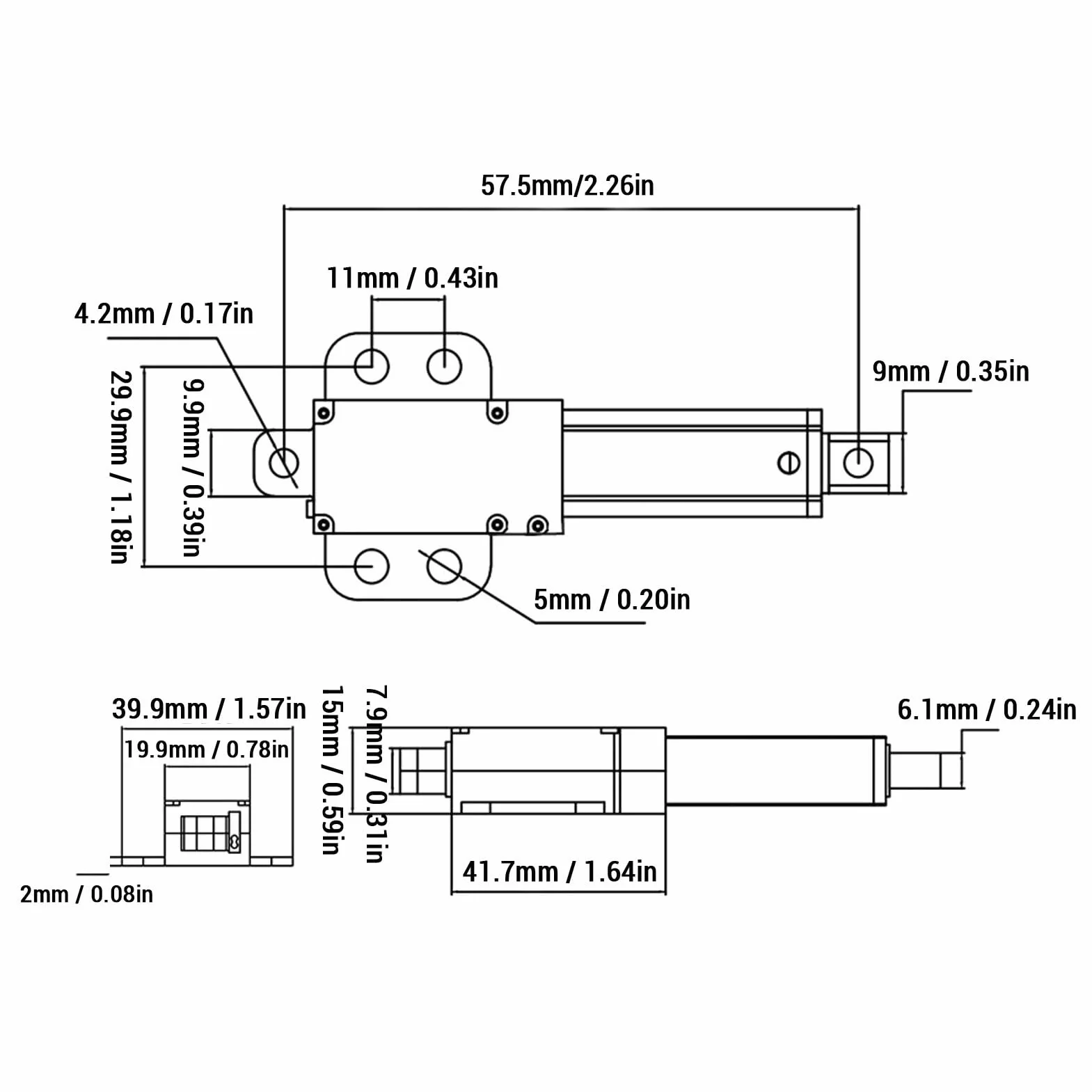 Elektryczny Siłownik Liniowy DC24V 150mm Skoku 20N Ciąg 30mm/s Automatyczny Teleskopowy Siłownik Liniowy