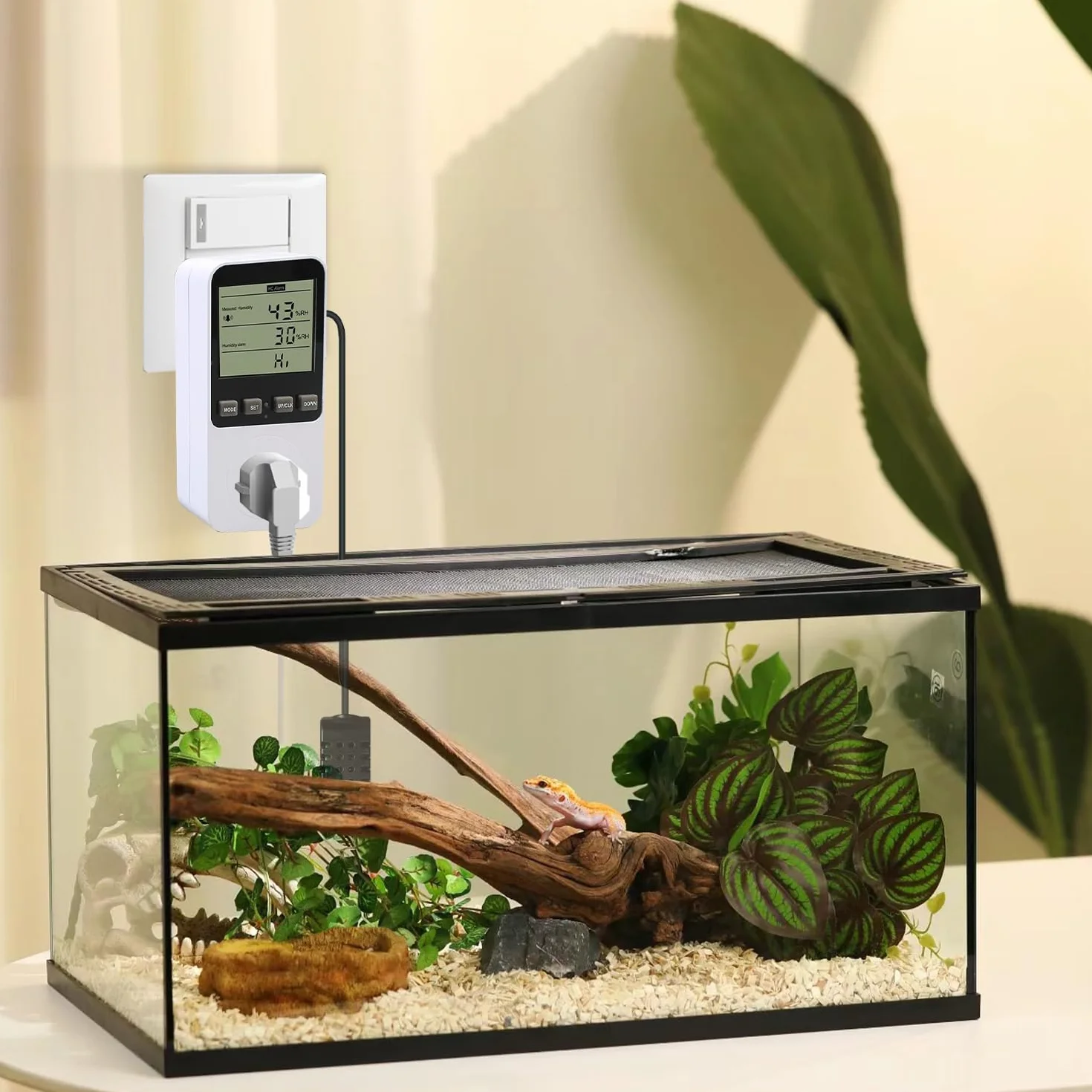 Regulator wilgotności, przełącznik temperatury, 230 V, z czujnikiem, termostat gniazdkowy, przełącznik do szklarni, terrarium, kiełkowania nasion szklarni, ogrzewania, chłodzenia (najnowszy model)