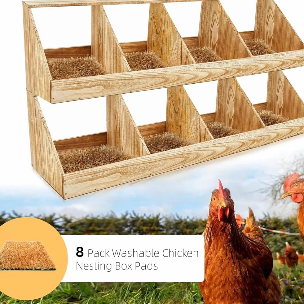 8 sztuk podkładek do gniazd dla kur, 12''x12', zmywalne symulowane trawy podkładki do gniazd kur, podkładki do gniazd drobiu do składania jaj, akcesoria do kurnika kur - jajka kur