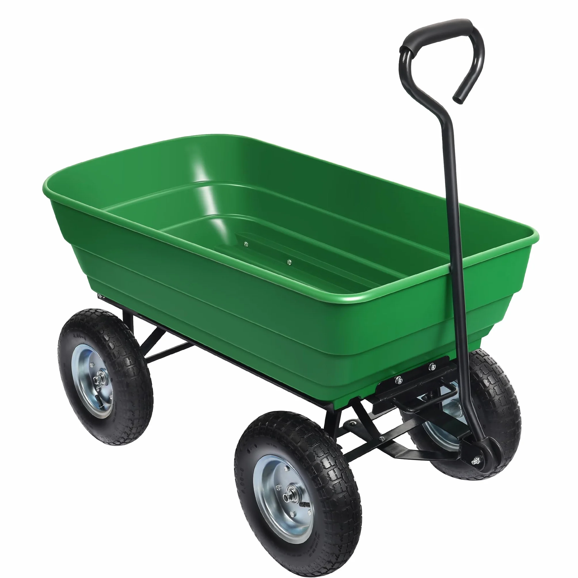 Wiltec Wózek ogrodowy z funkcją pochylenia do 350 kg nośności, wanna plastikowa o pojemności 125 l, wywrotka transportowa na 4 kołach