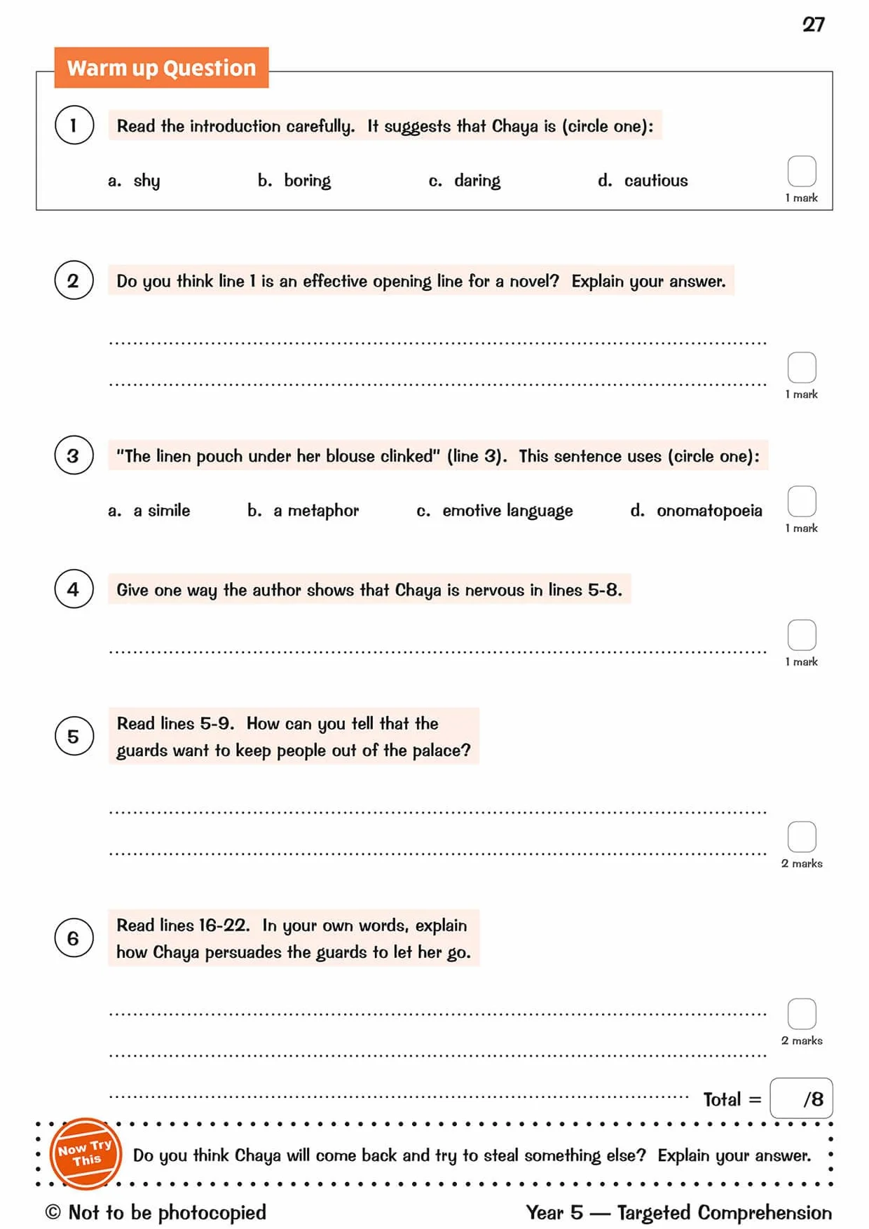 KS2 English Year 5 Reading Comprehension Targeted Question Book - Book 1 (with Answers)