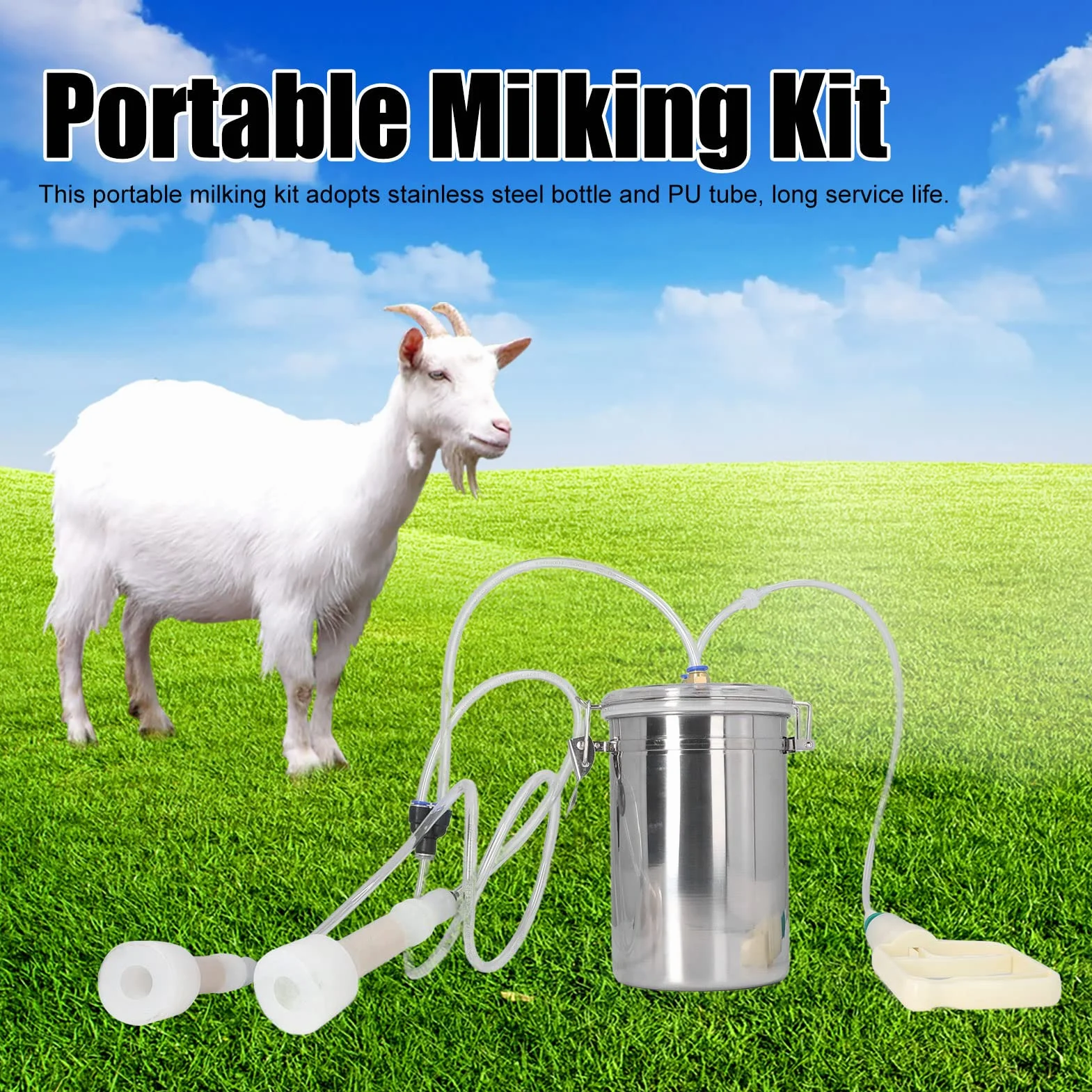 Dojarka do Kóz goat milking Ręczna Dojarka do Butelek ze Stali Nierdzewnej 2L , Kontrola Oszczędzająca Wysiłek Przenośne Materiały do dojenia Kóz z Hanteringstillbehör