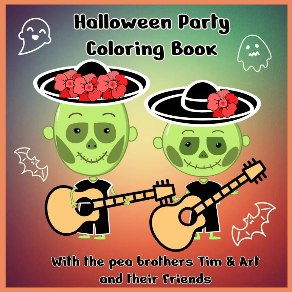 Halloween Coloring Book. Fruits and Vegetables Cute Monsters. 30 Coloring and Activities Pages: With Pea Brothers Tim & Art ahd their Friends