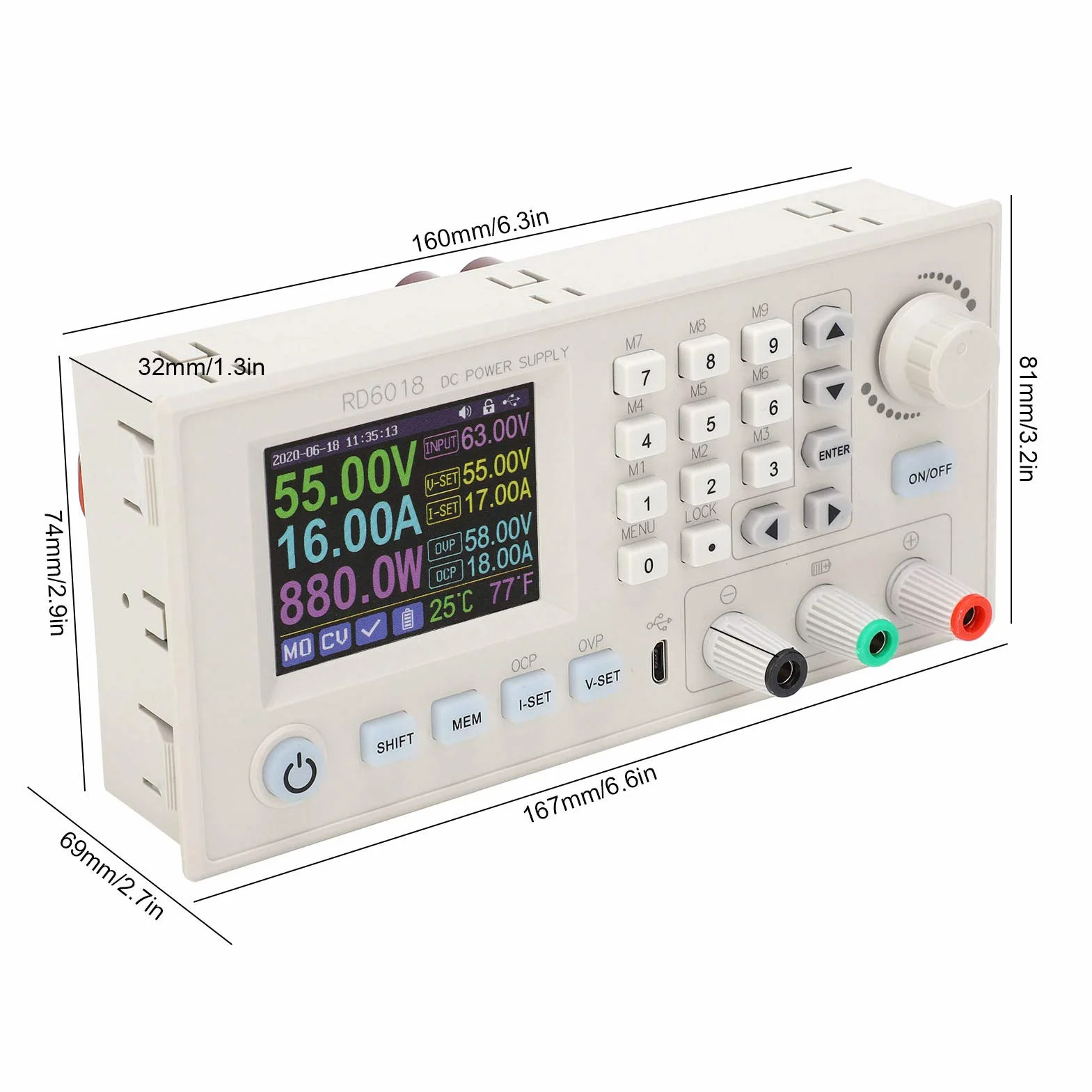 Regulowany CNC Moduł Zasilacza DC-DC Buck Stałe Zasilanie ławki DC 6-70V do 0-60V(RD6018)