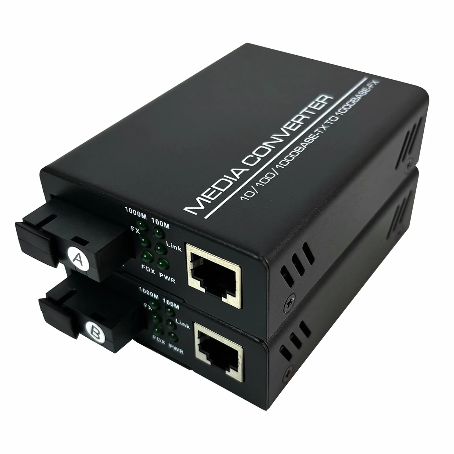 Gigabit Ethernet Media Converter 10/100/1000 Mb/s Konwerter światłowodowy z pojedynczym portem RJ45, SC, 5 V Zewnętrzne źródło zasilania, 2 opakowania