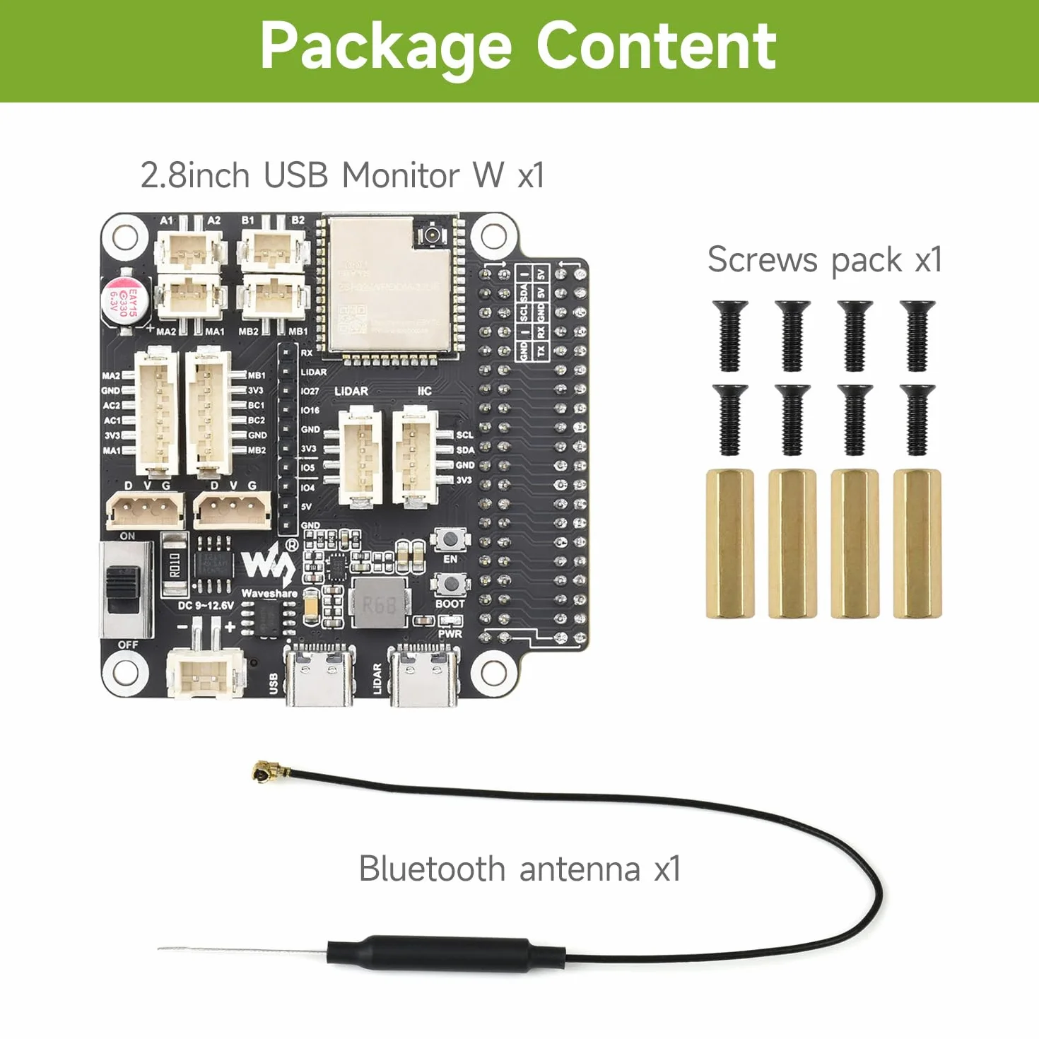 Waveshare General Driver Board for Robots, with Multi-Function Expansion Interfaces, Supports WiFi/ESP-NOW Communications, Compatible With Raspberry Pi/Jetson Nano, ESP32-WROOM-32, ESP32 Dev Board