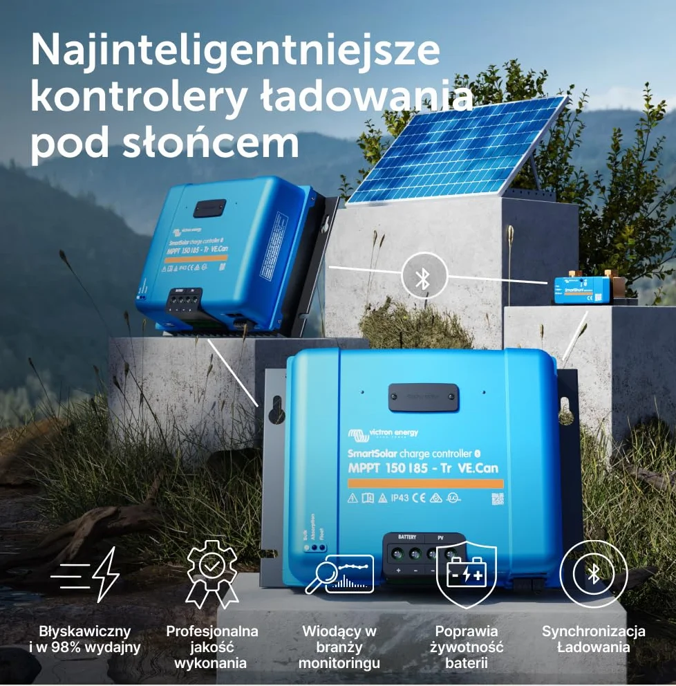 Victron Energy SmartSolar MPPT Tr VE.Can 150V 85 amp 12/24/36/48-Volt Kontroler Ładowania Słonecznego (Bluetooth)