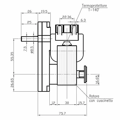 Easyricambi Silnik przekładniowy do pieca na pellet KENTA K9115005 1,5 RPM, wał 8,5 mm, silnik do obciążenia pelletu