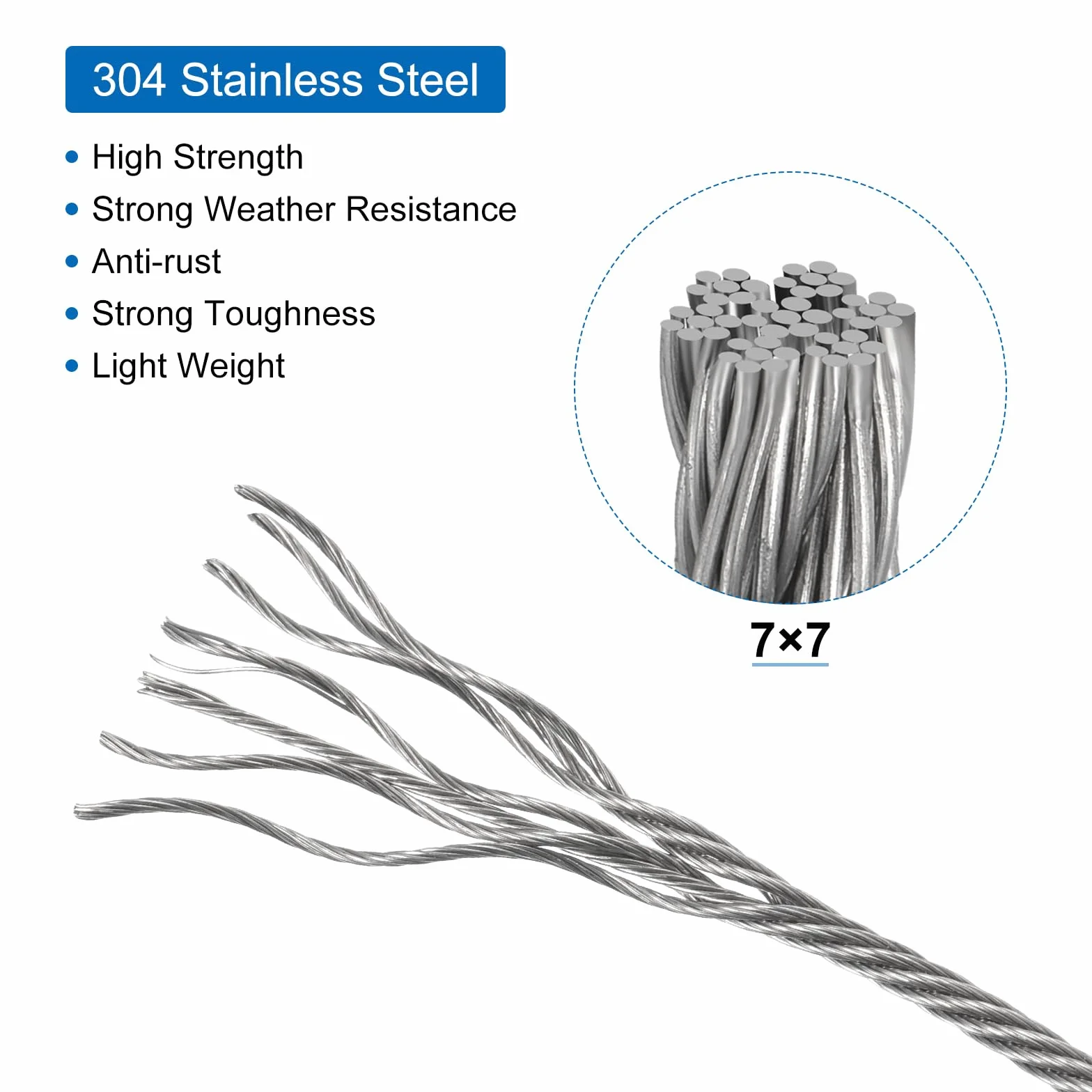 QUARKZMAN 262ft (80 m) linka stalowa 304 kabel ze stali nierdzewnej 1/12" (2 mm) powlekany winylem z 20 aluminiowymi tulejkami do zawieszenia, sznurka do prania, podnoszenia, czarna