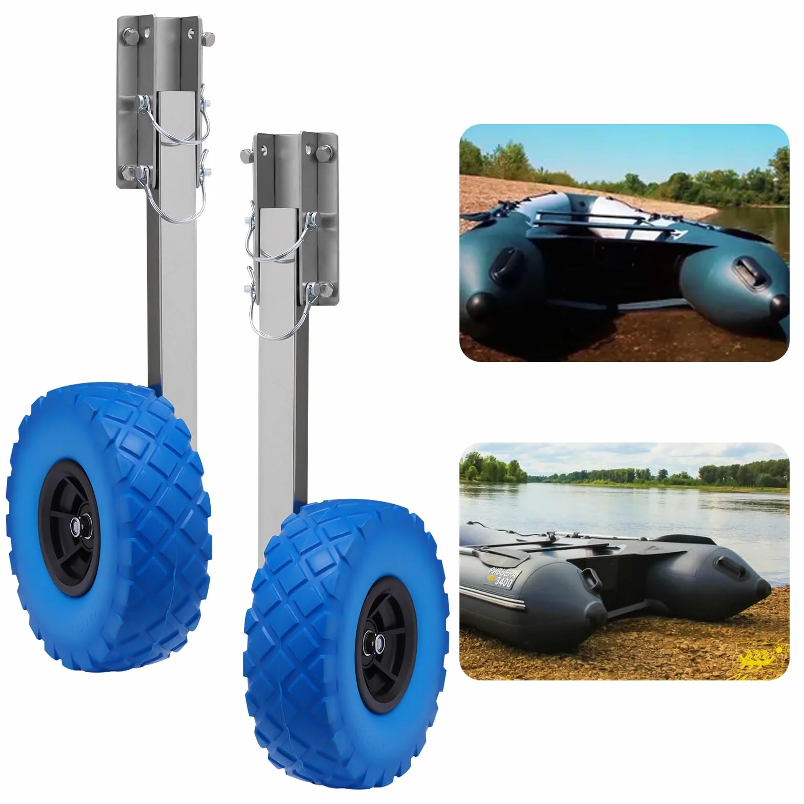 Slivorder ponton 150 kg, 15 x 8,5 cm, koła transportowe ze stali nierdzewnej, tylne koła, zdejmowane koła do łodzi, do wszystkich rodzajów pontonów i przyczep