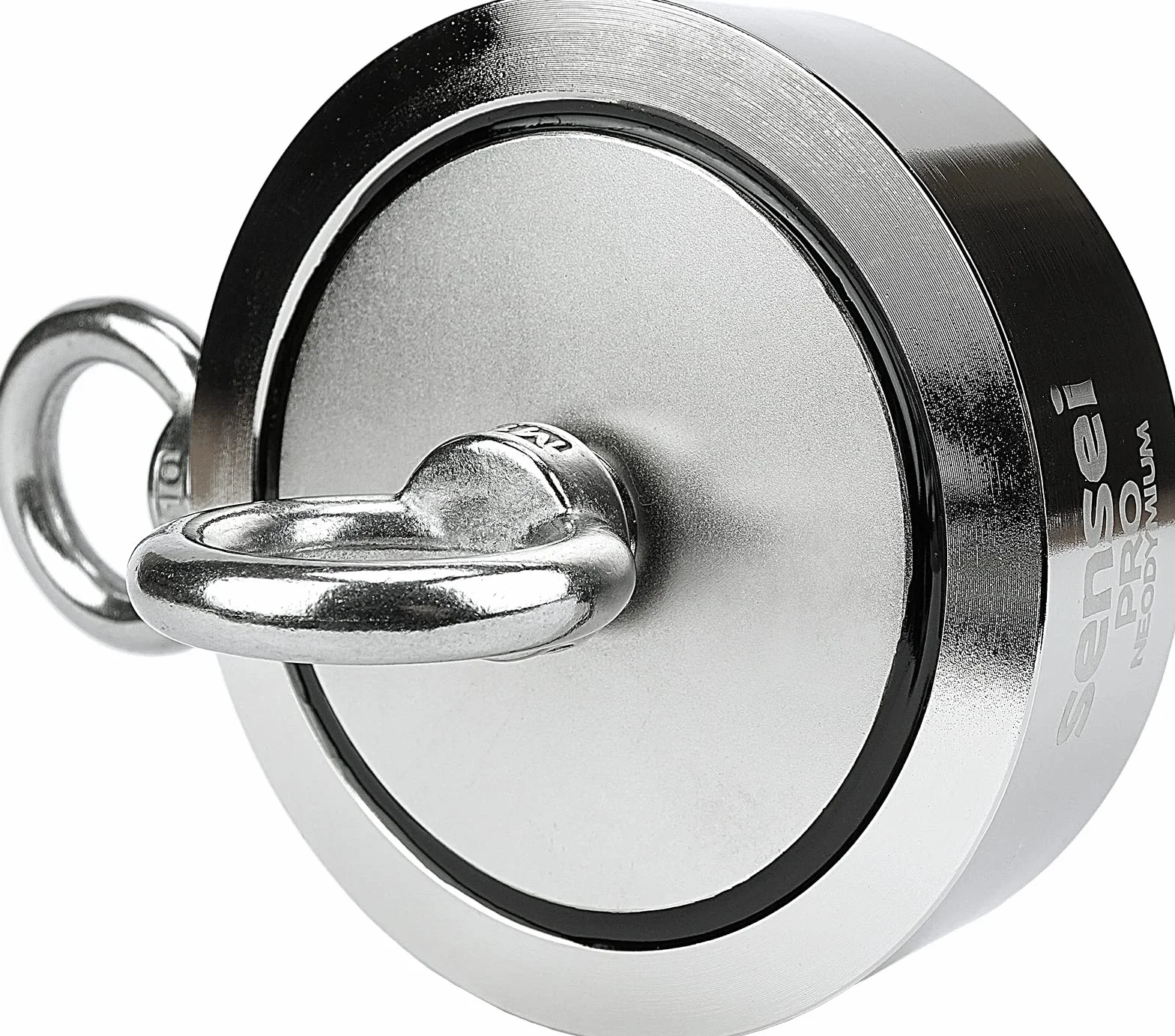 Magnes SENSEI 2x350=700 kg, Magnes Neodymowy Dwustronny N52 z Uchwytem Górnym i Bocznym, Ø9,4 x H2,8 cm, Bardzo Silny Magnes Neodymowy do Domu, Warsztatu, Połowów w Wodzie