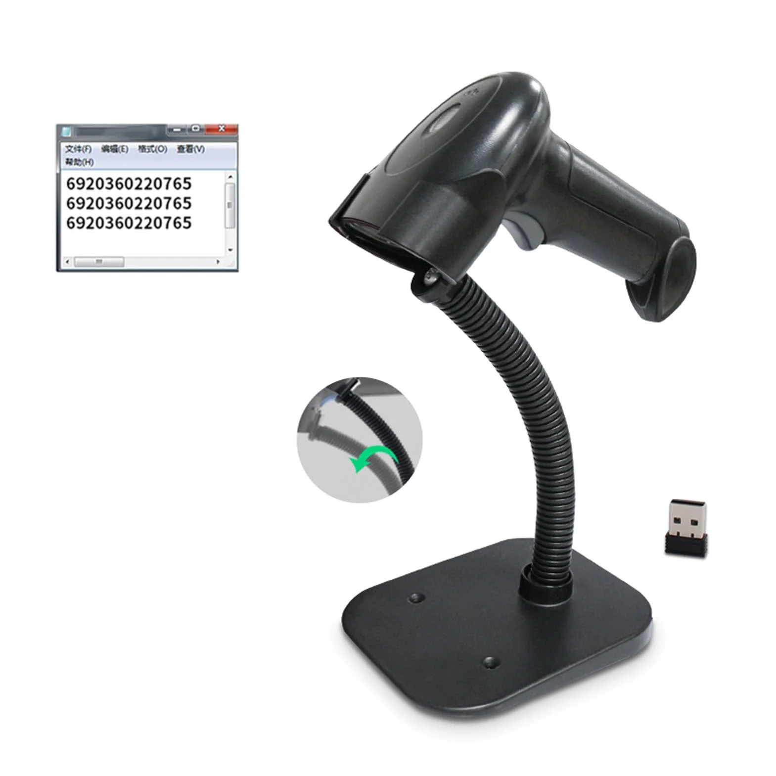 Skaner Kodów Kreskowych 2D, USB Przewodowy i 2.4G Bezprzewodowy, Czytnik QR, CMOS 640x480, 1200mAh, dla Supermarketów, Bibliotek, Magazynów