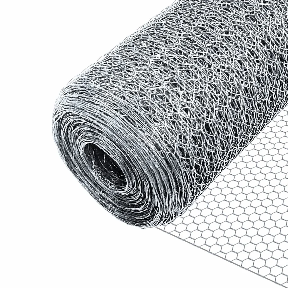 VOUNOT Sześciokątne ogrodzenie z siatki drucianej, ogrodzenie z drutu króliczego z drutu z kurczaka, rozmiar oczek 25 mm, wysokość 100 cm, długość 50 m, ocynkowane srebro