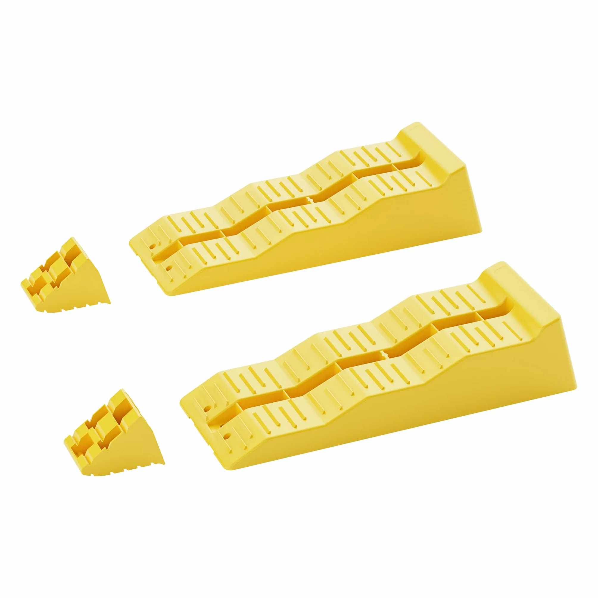 Wiltec Klin najazdowy samochodowy 2szt do 3 ton na parę, żółte podjazdy z tworzywa HDPE o 3 wysokościach 4/7/10 cm, platformy najazdowe z blokadami