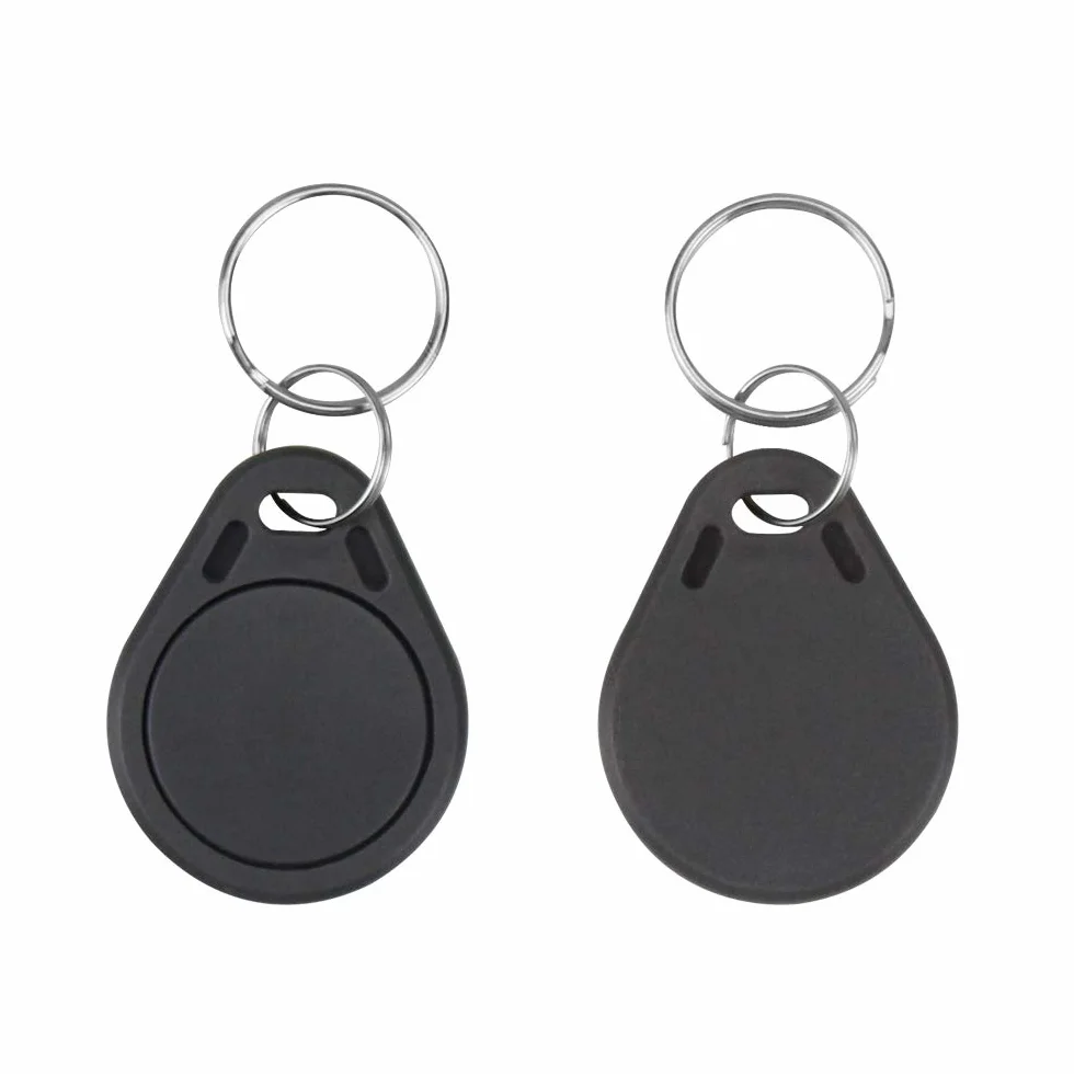 (opakowanie 100) HFeng 13,56 MHz RFID Kontrola dostępu Breloki zbliżeniowe MF 1 k Breloki Smart IC Keycard do drzwi Home System nfc etykieta tokenowa (szary)
