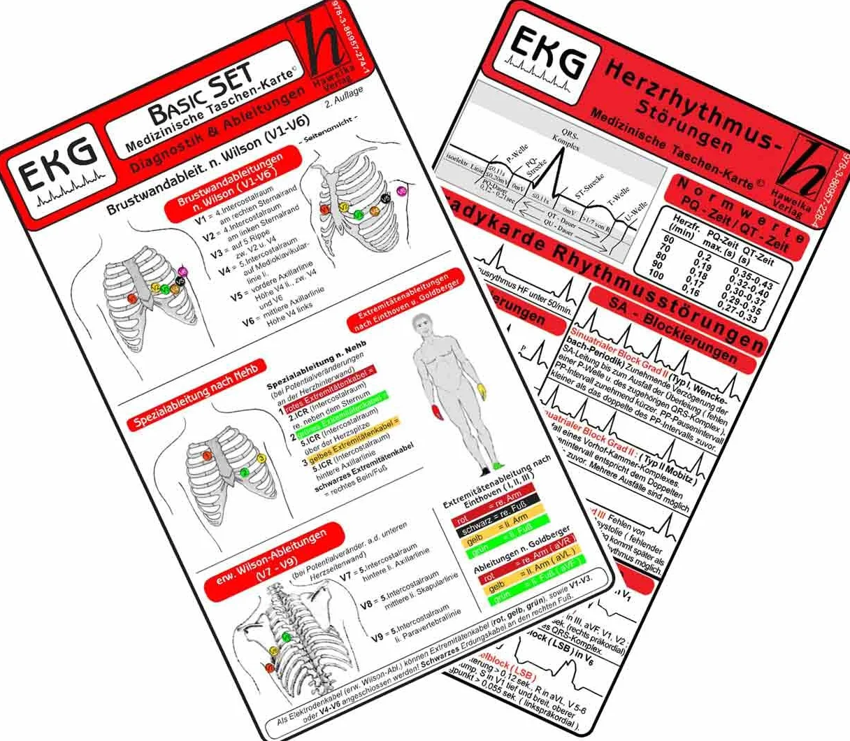 EKG Basic Set (er Set) - Herzrhythmusstörungen, EKG Auswertung - Medizinische Taschen-Karte