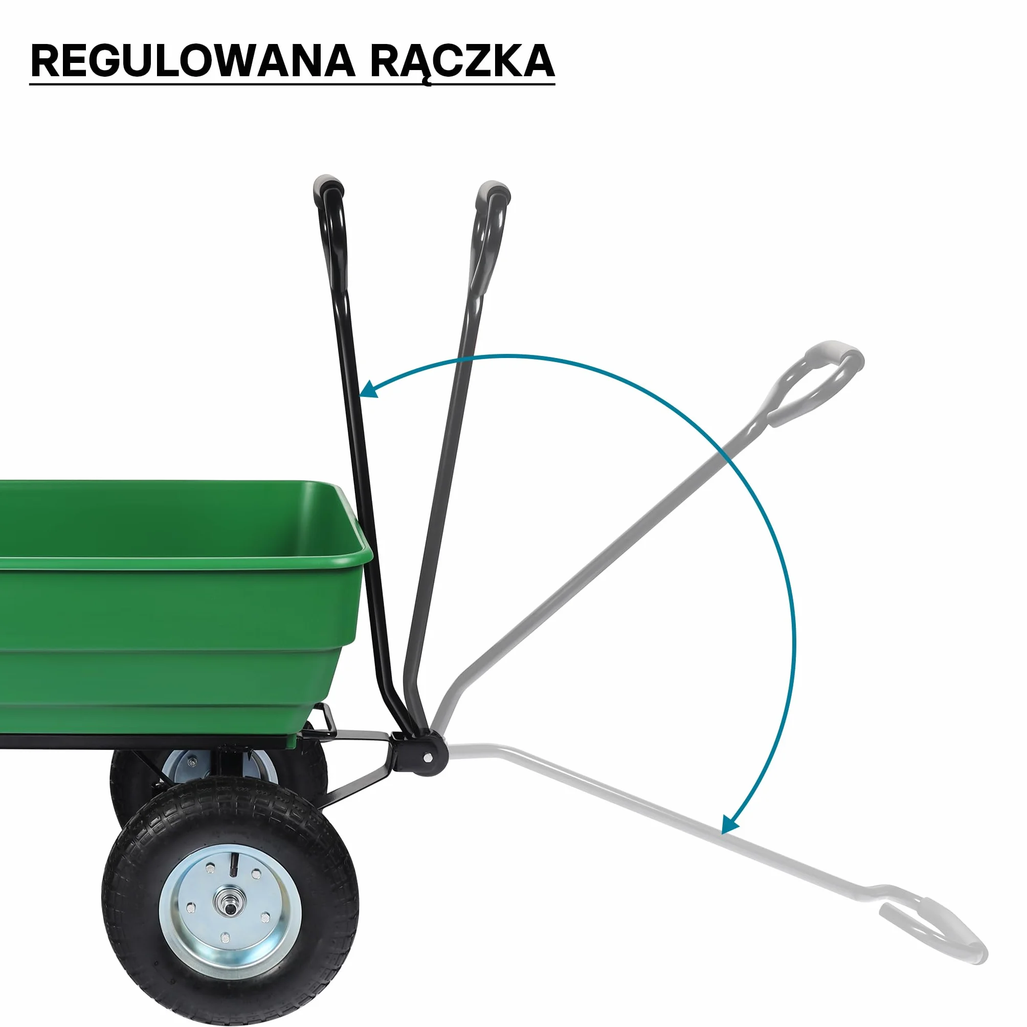 Wiltec Wózek ogrodowy z funkcją pochylenia do 350 kg nośności, wanna plastikowa o pojemności 125 l, wywrotka transportowa na 4 kołach