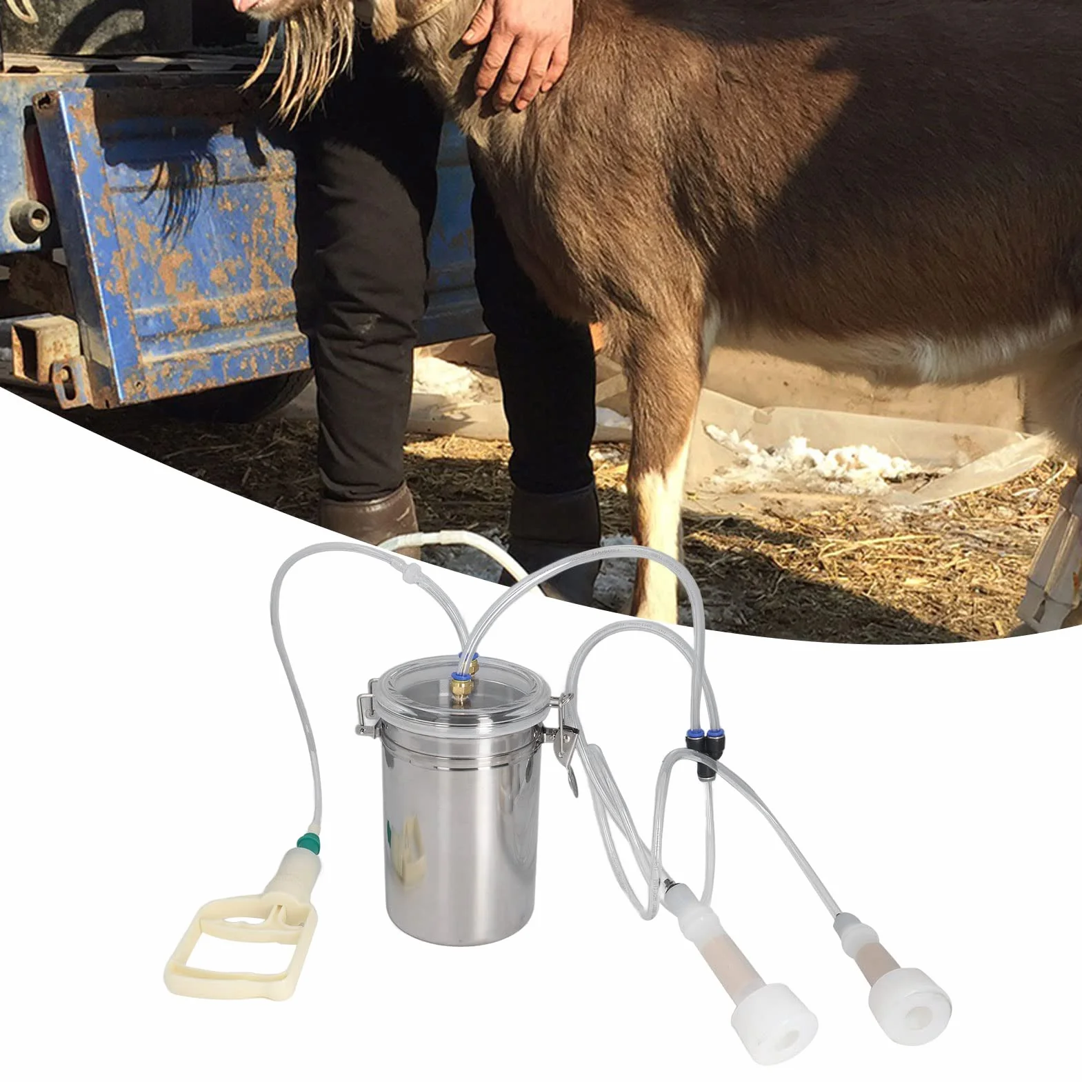 Dojarka do Kóz goat milking Ręczna Dojarka do Butelek ze Stali Nierdzewnej 2L , Kontrola Oszczędzająca Wysiłek Przenośne Materiały do dojenia Kóz z Hanteringstillbehör